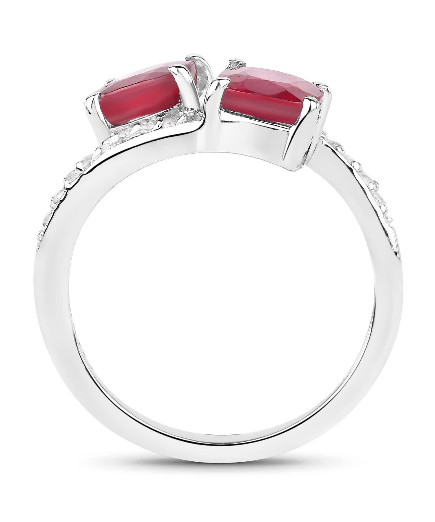 2.38ctw Natural Ruby and Topaz Rhodium Plated 925 Sterling Silver Two-Stone Ring View 2