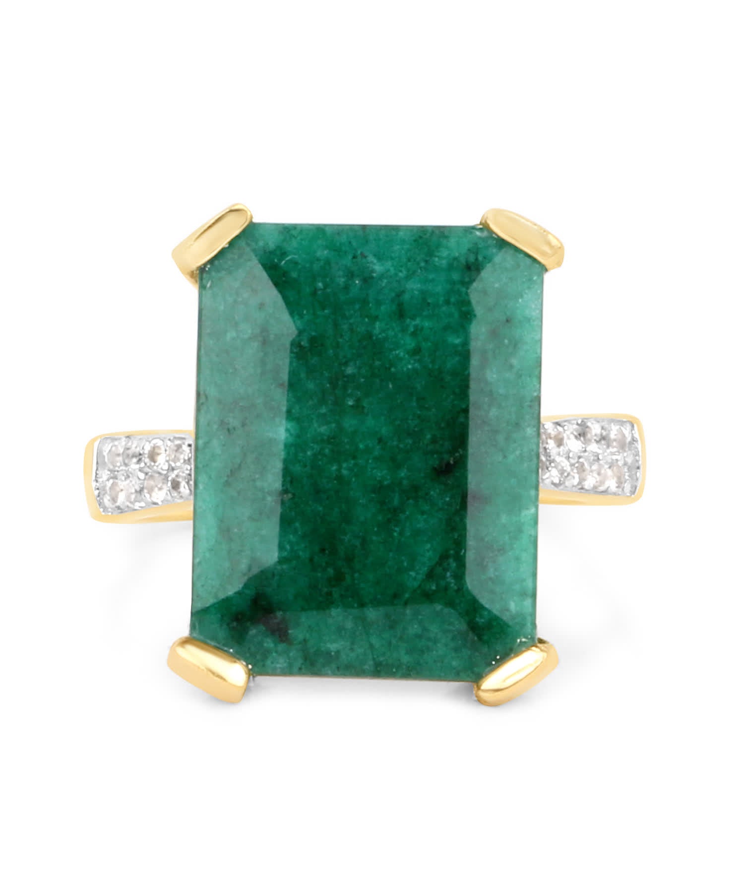 9.76ctw Natural Emerald and Topaz 14k Gold Plated 925 Sterling Silver Cocktail Ring View 3