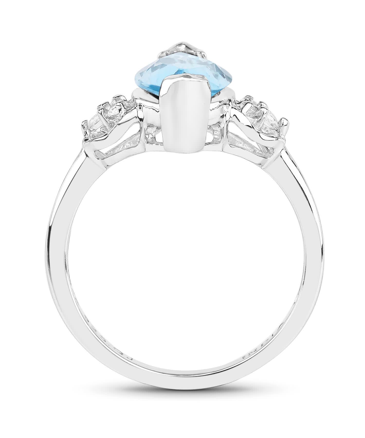 4.03ctw Natural Sky Blue Topaz Rhodium Plated 925 Sterling Silver Marquise Right Hand Ring View 2