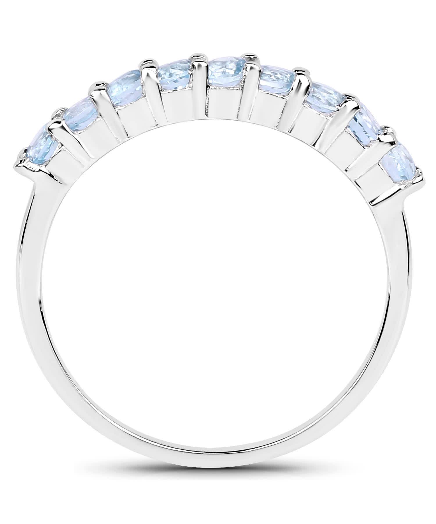 0.68ctw Natural Sky Blue Topaz Rhodium Plated 925 Sterling Silver Band View 2