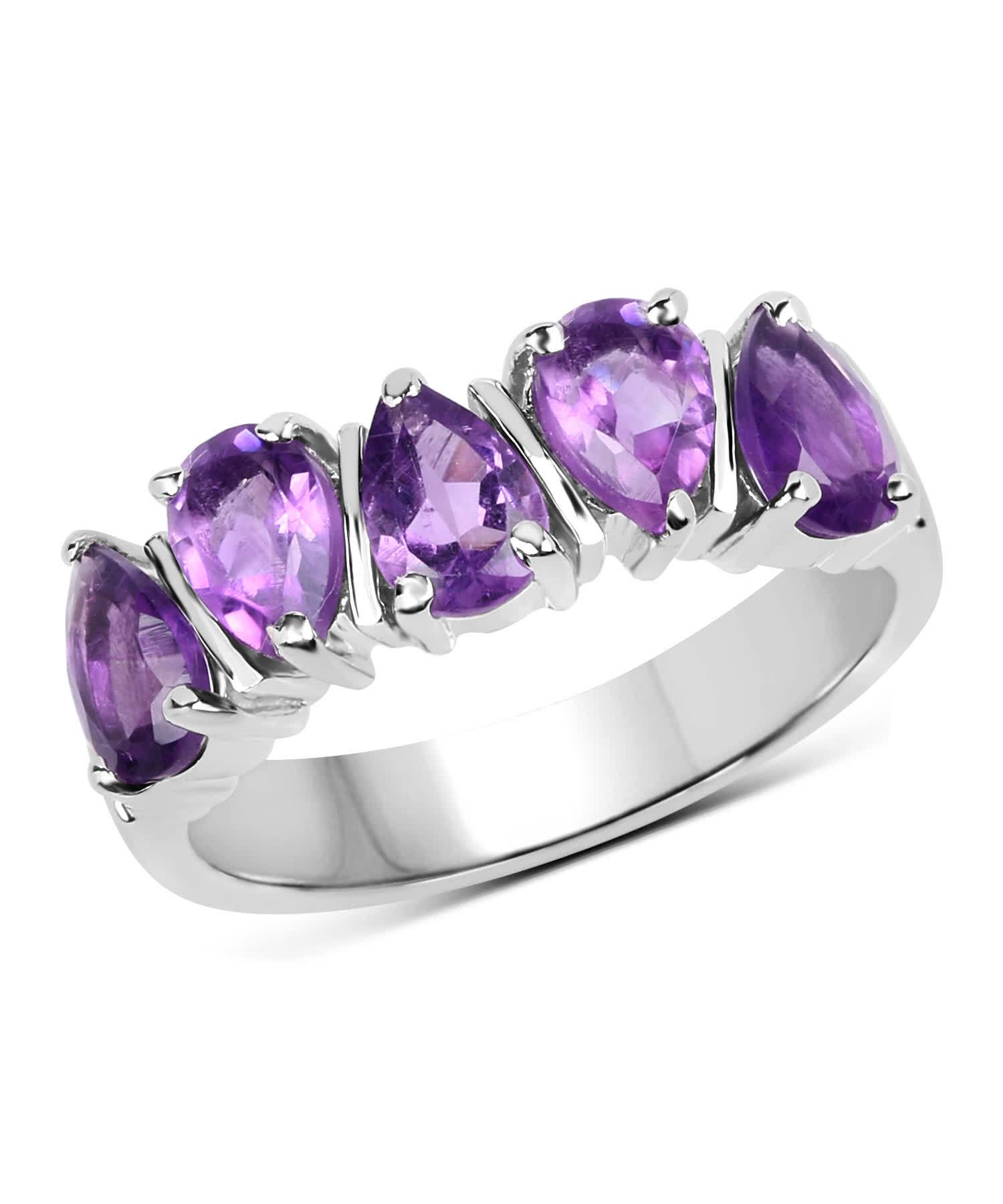 1.85ctw Natural Amethyst Rhodium Plated 925 Sterling Silver Fashion Band View 1