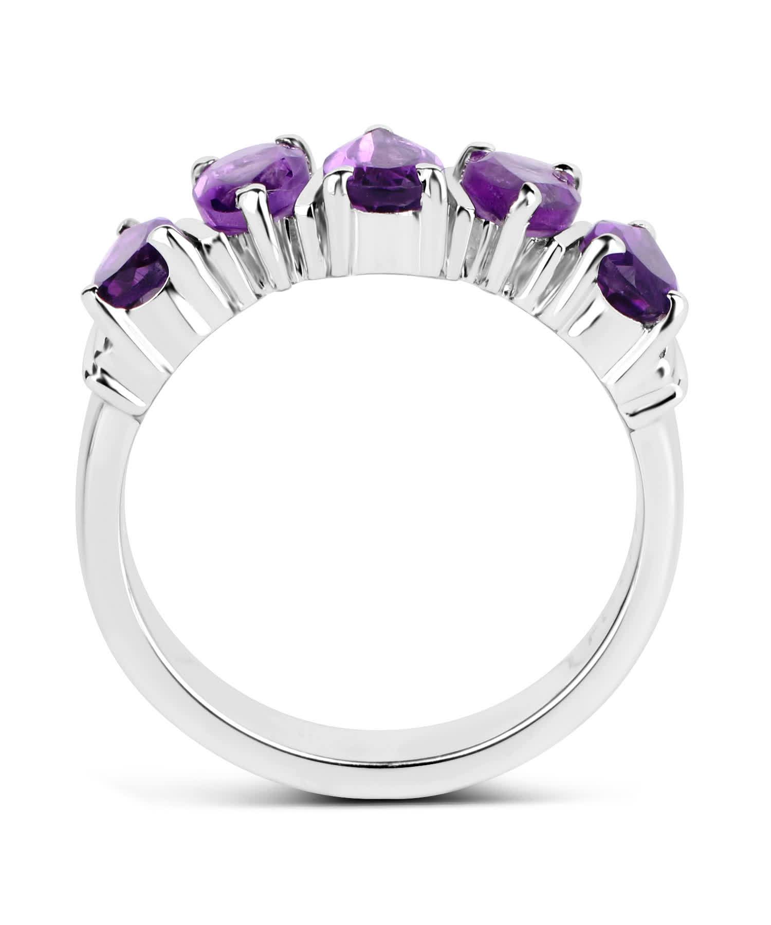 1.85ctw Natural Amethyst Rhodium Plated 925 Sterling Silver Fashion Band View 2