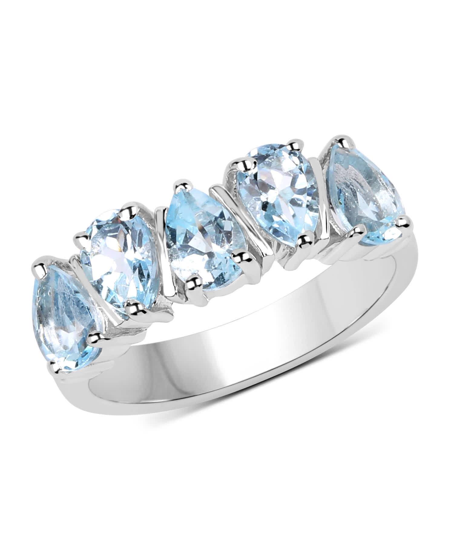 2.65ctw Natural Sky Blue Topaz Rhodium Plated 925 Sterling Silver Fashion Band View 1