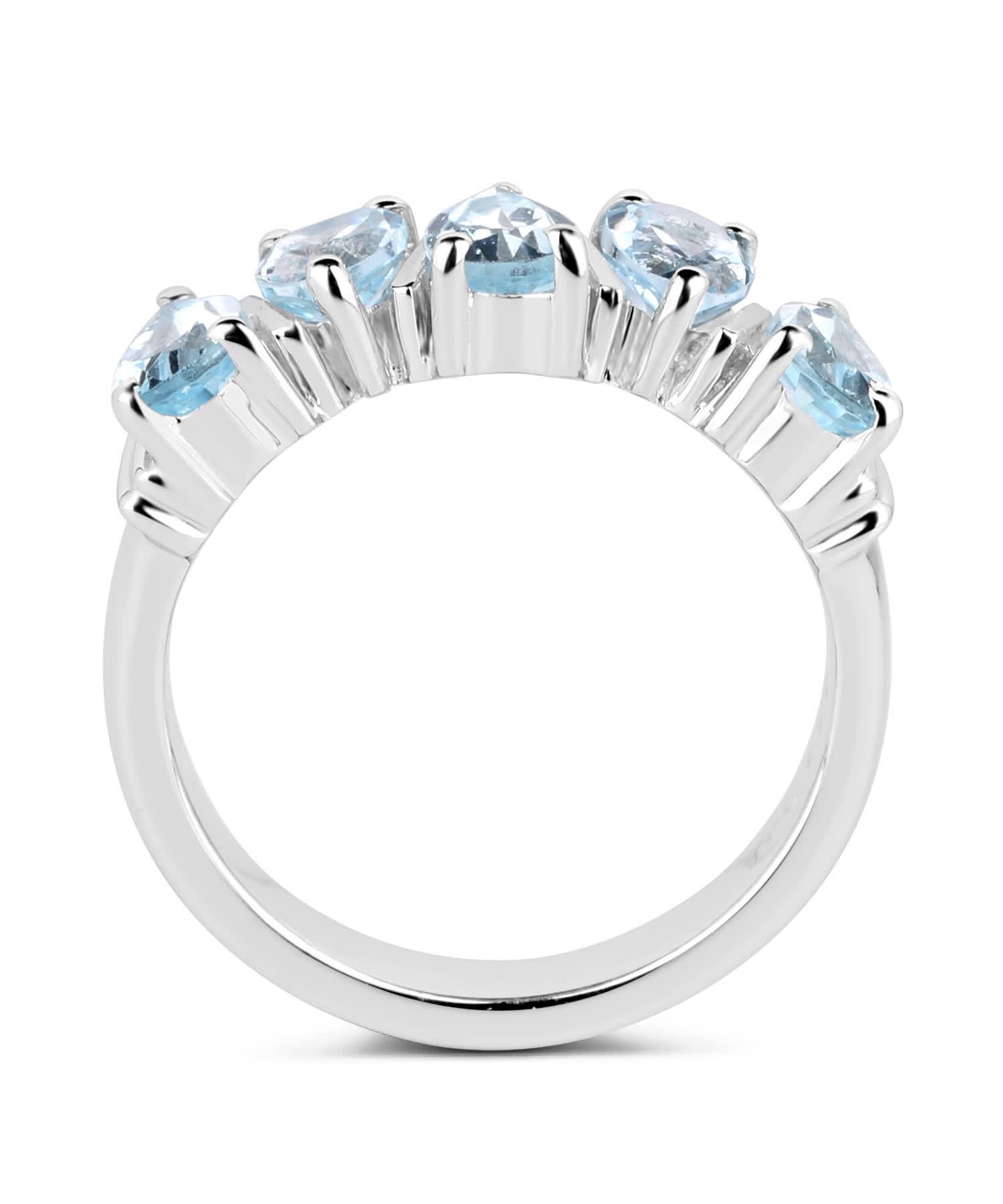 2.65ctw Natural Sky Blue Topaz Rhodium Plated 925 Sterling Silver Fashion Band View 2