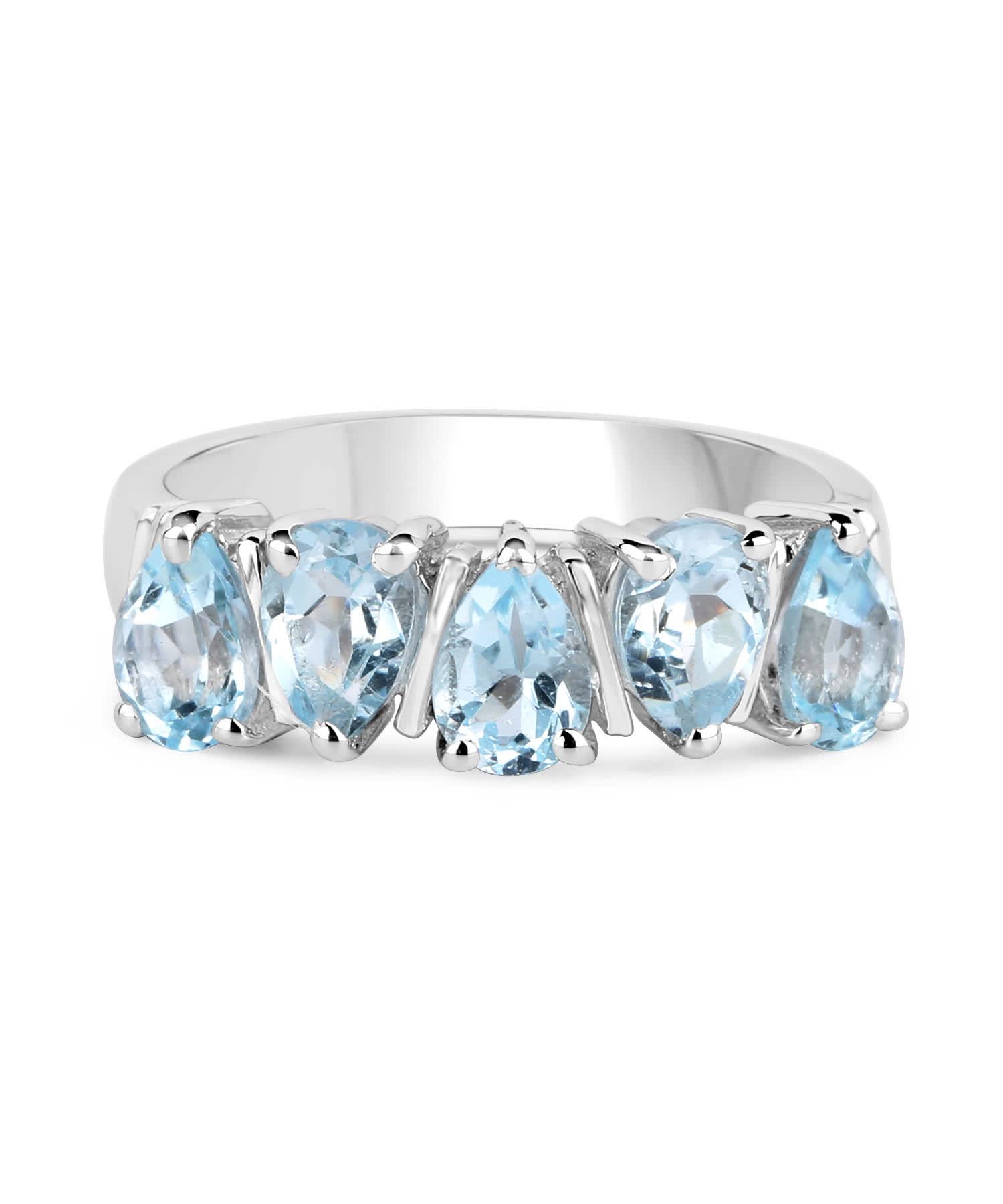 2.65ctw Natural Sky Blue Topaz Rhodium Plated 925 Sterling Silver Fashion Band View 3
