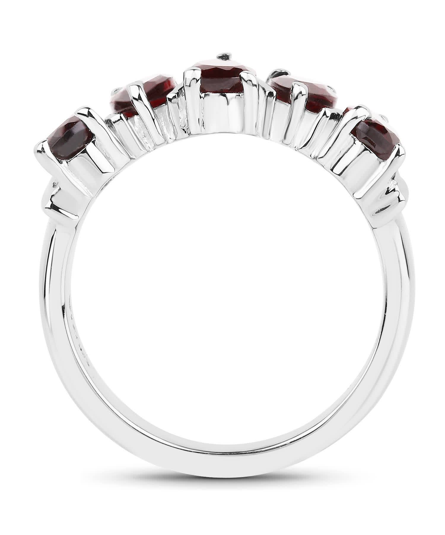 2.25ctw Natural Pomegranate Garnet Rhodium Plated 925 Sterling Silver Fashion Band View 2