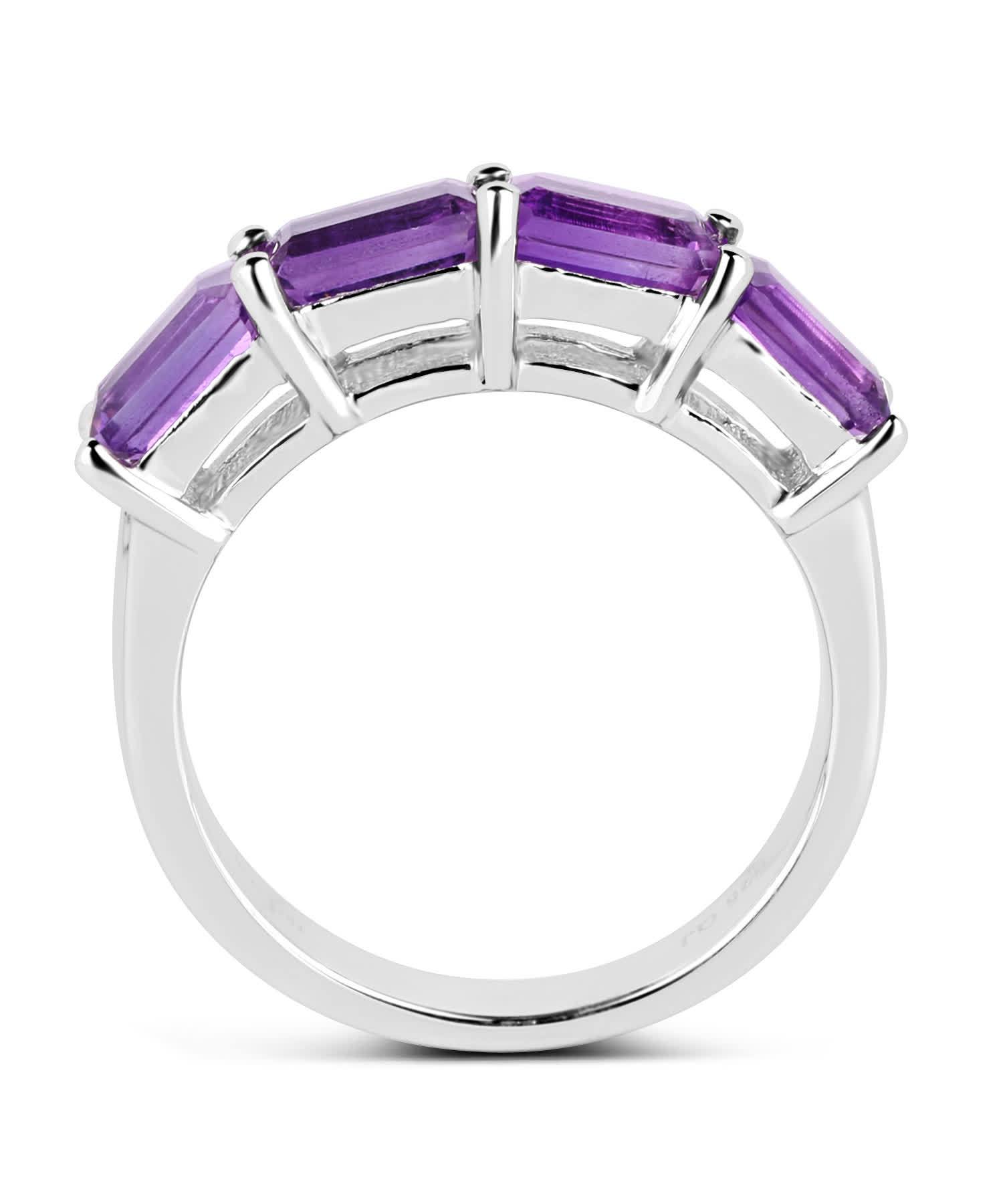 2.20ctw Natural Amethyst Rhodium Plated 925 Sterling Silver Band View 2