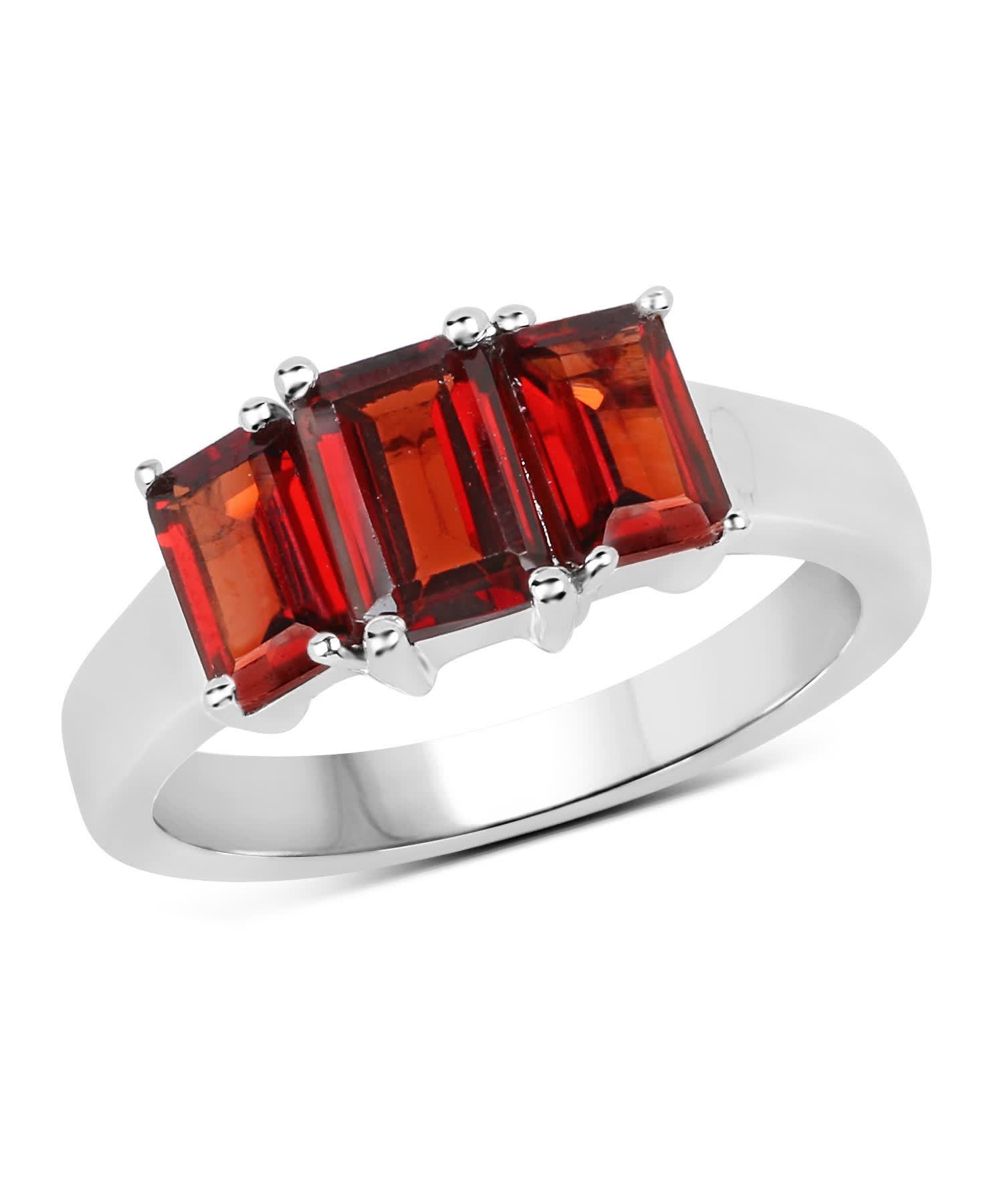 2.80ctw Natural Garnet Rhodium Plated 925 Sterling Silver Three-Stone Ring View 1