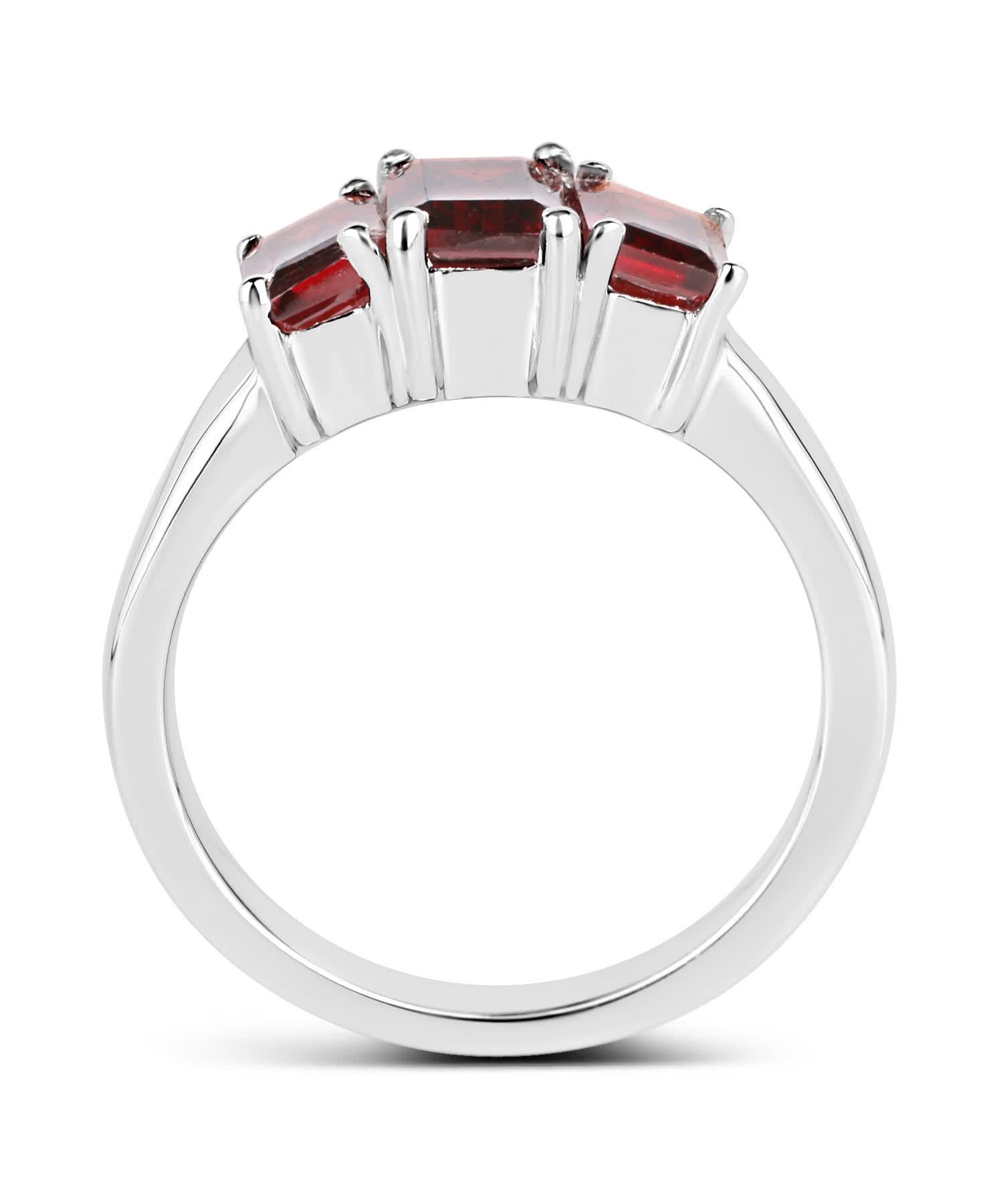 2.80ctw Natural Garnet Rhodium Plated 925 Sterling Silver Three-Stone Ring View 2