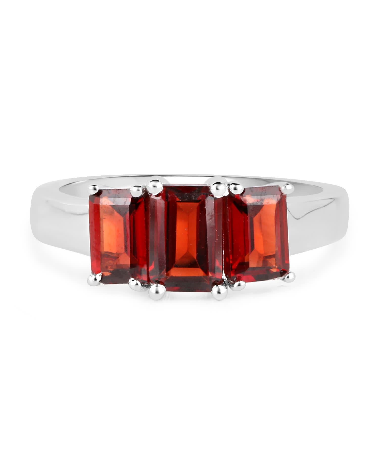 2.80ctw Natural Garnet Rhodium Plated 925 Sterling Silver Three-Stone Ring View 3