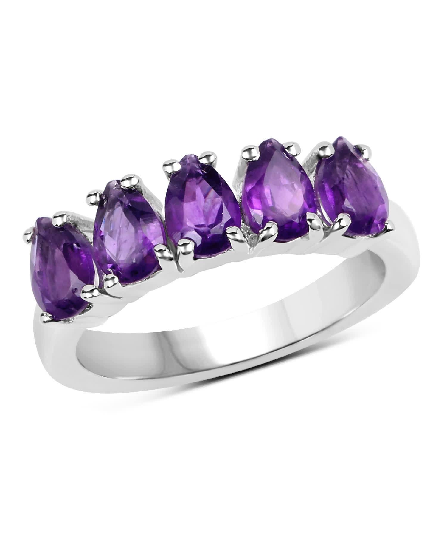 1.85ctw Natural Amethyst Rhodium Plated 925 Sterling Silver Fashion Band View 1