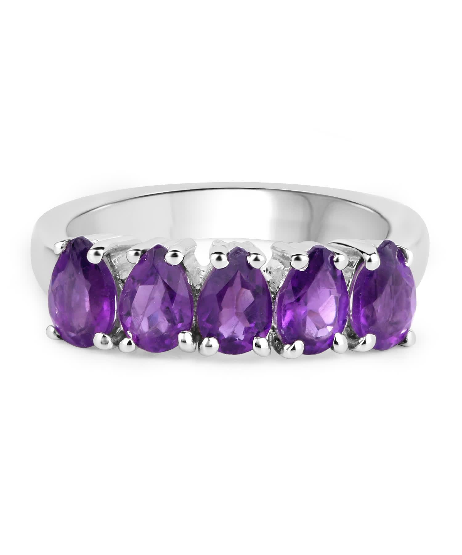 1.85ctw Natural Amethyst Rhodium Plated 925 Sterling Silver Fashion Band View 3
