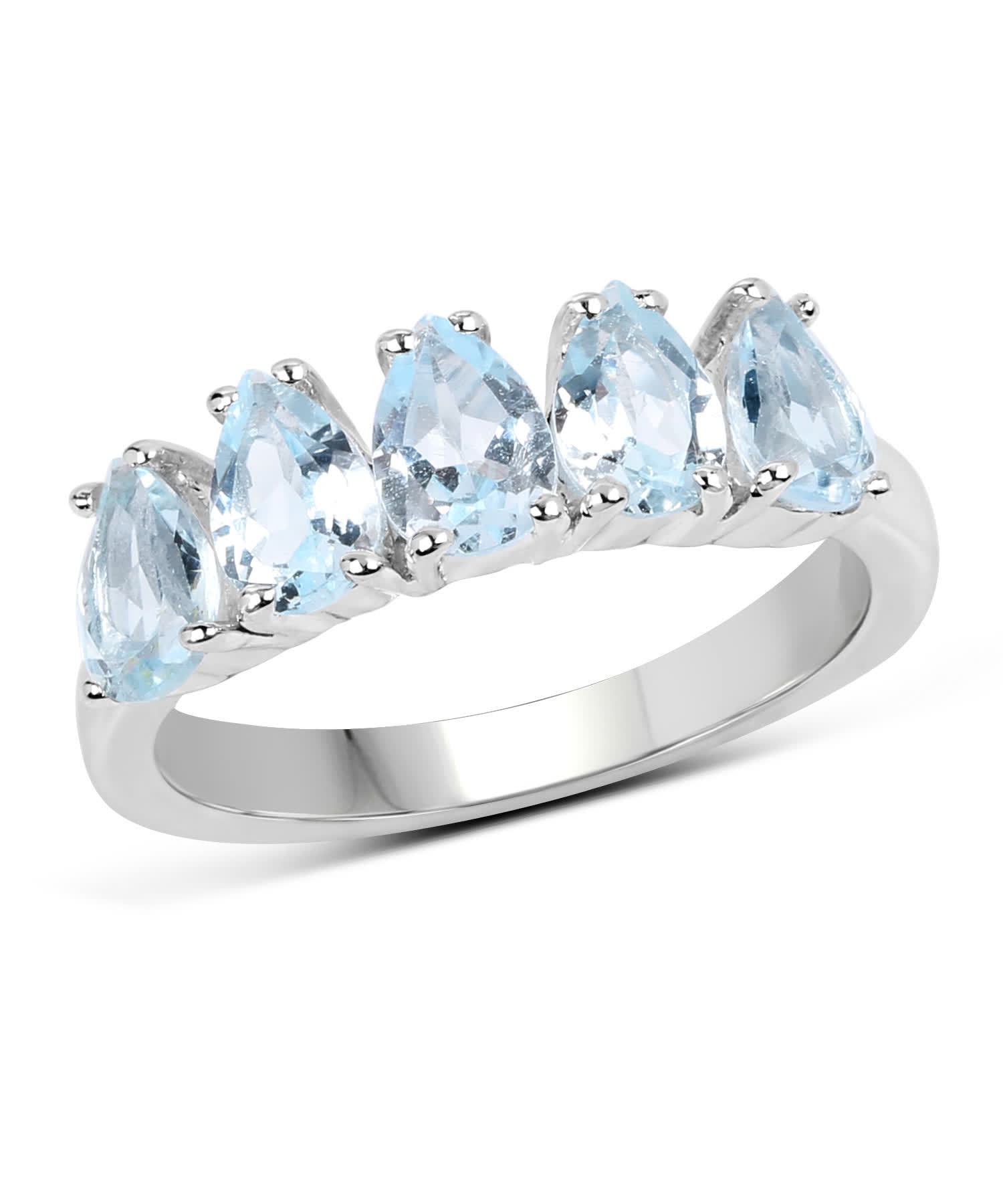 2.65ctw Natural Sky Blue Topaz Rhodium Plated 925 Sterling Silver Fashion Band View 1