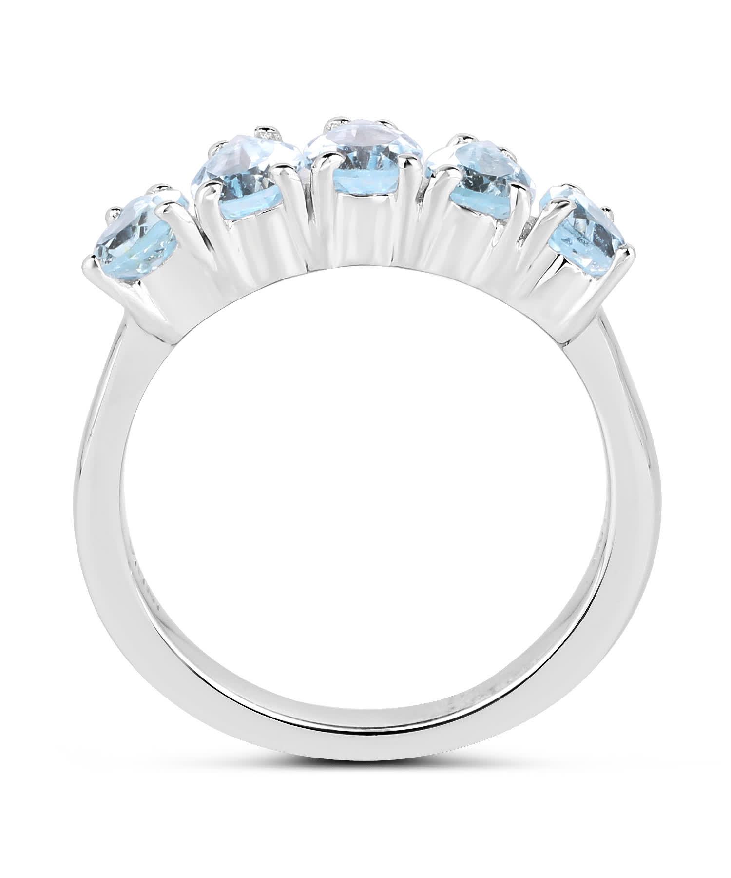 2.65ctw Natural Sky Blue Topaz Rhodium Plated 925 Sterling Silver Fashion Band View 2