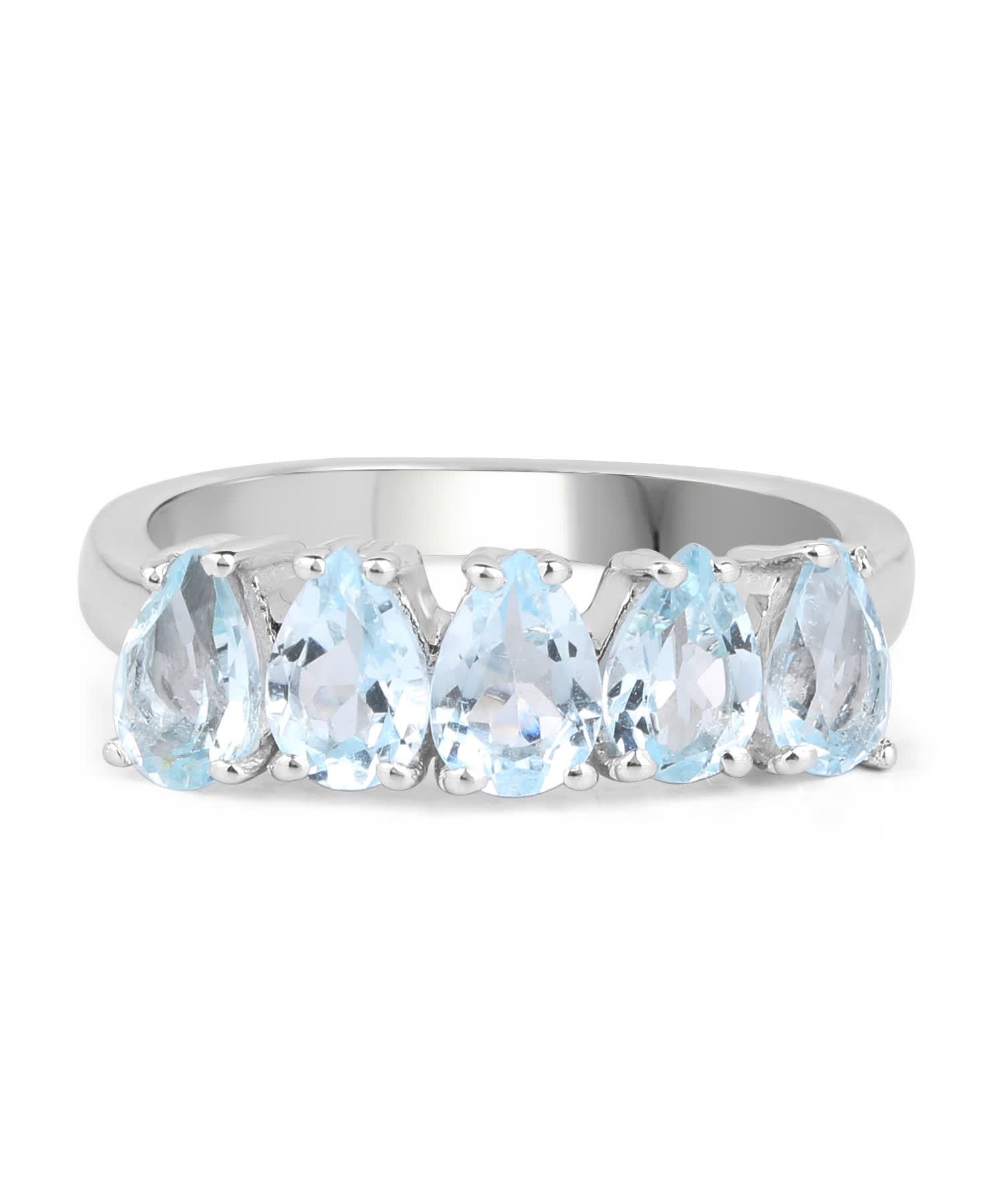 2.65ctw Natural Sky Blue Topaz Rhodium Plated 925 Sterling Silver Fashion Band View 3