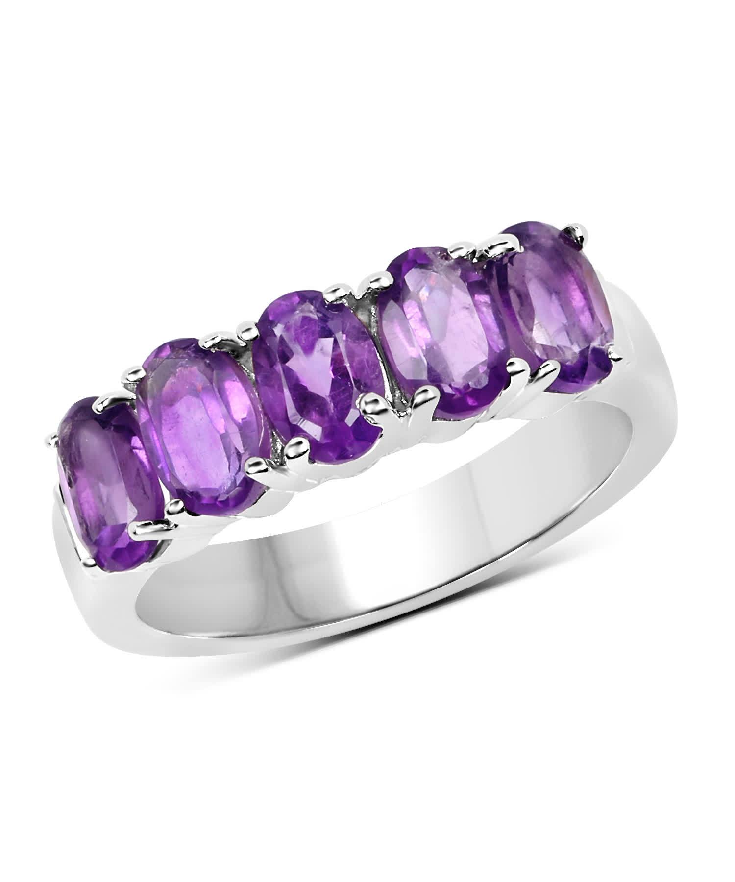 2.15ctw Natural Amethyst Rhodium Plated 925 Sterling Silver Fashion Band View 1
