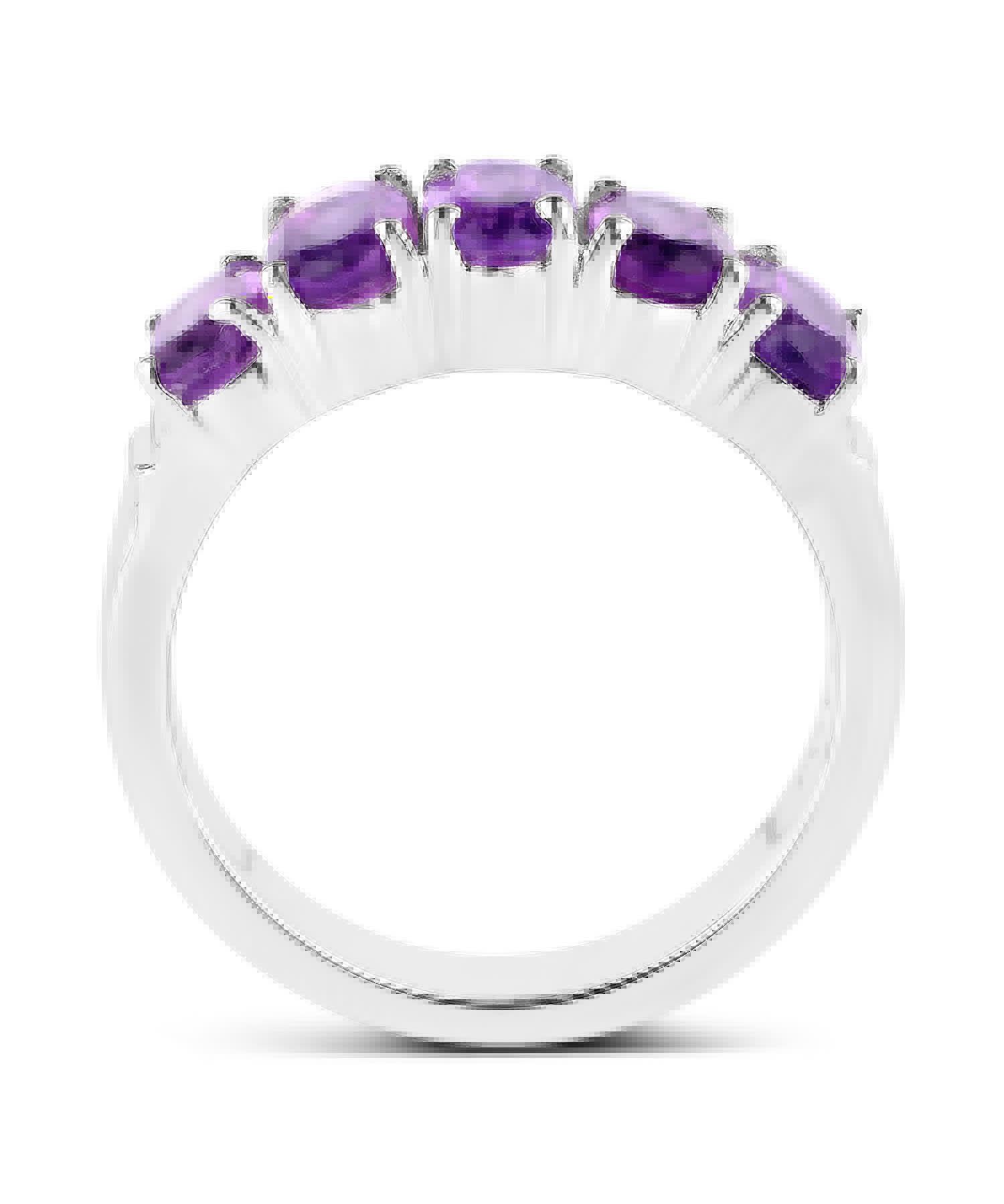 2.15ctw Natural Amethyst Rhodium Plated 925 Sterling Silver Fashion Band View 2