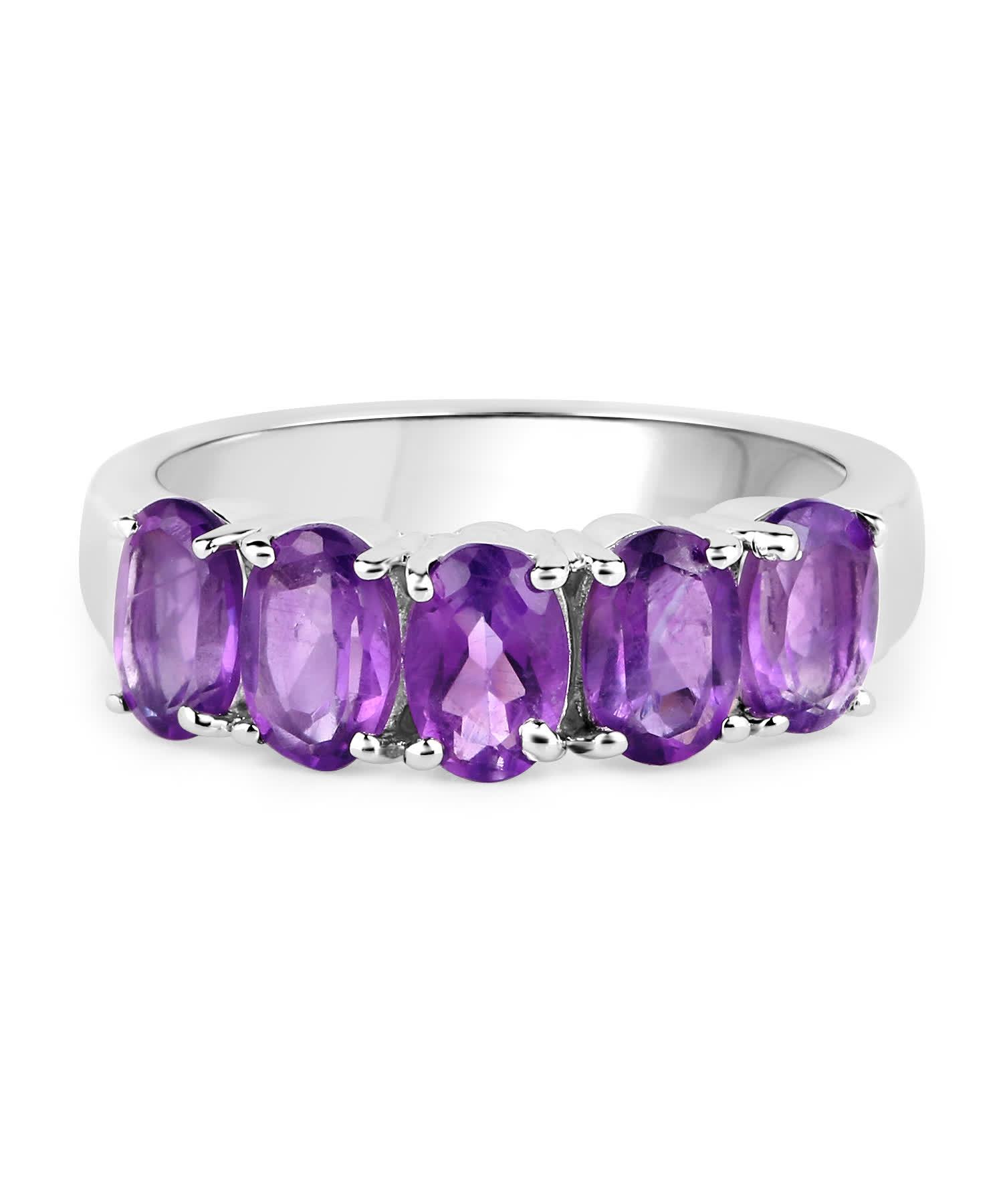 2.15ctw Natural Amethyst Rhodium Plated 925 Sterling Silver Fashion Band View 3