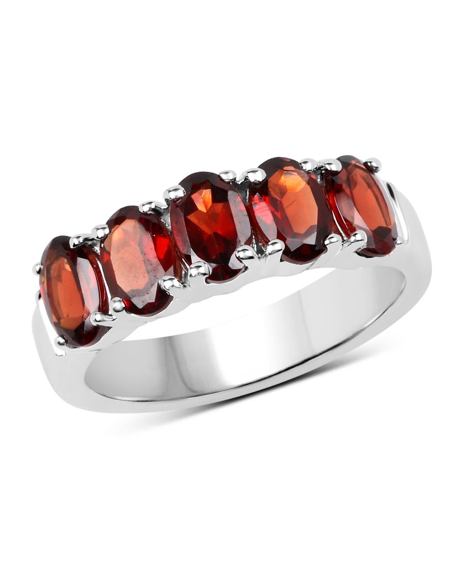2.55ctw Natural Garnet Rhodium Plated 925 Sterling Silver Fashion Band View 1