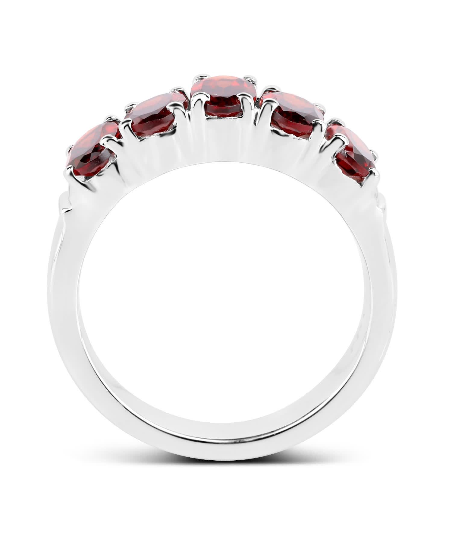 2.55ctw Natural Garnet Rhodium Plated 925 Sterling Silver Fashion Band View 2