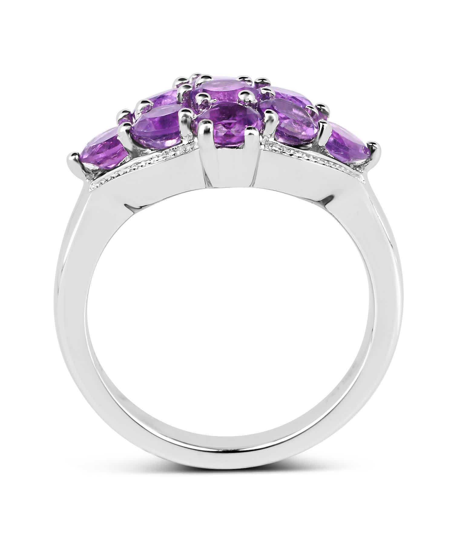 2.16ctw Natural Amethyst Rhodium Plated 925 Sterling Silver Right Hand Ring View 2