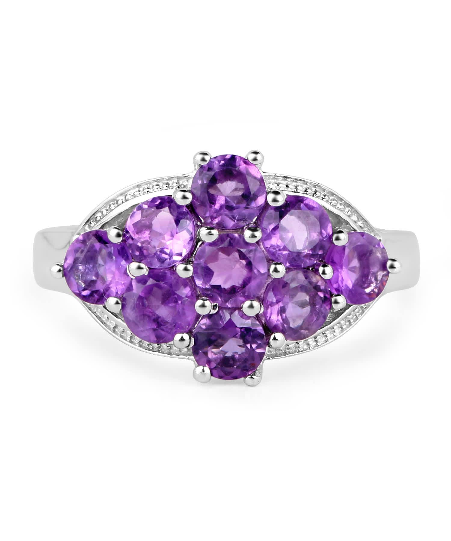 2.16ctw Natural Amethyst Rhodium Plated 925 Sterling Silver Right Hand Ring View 3