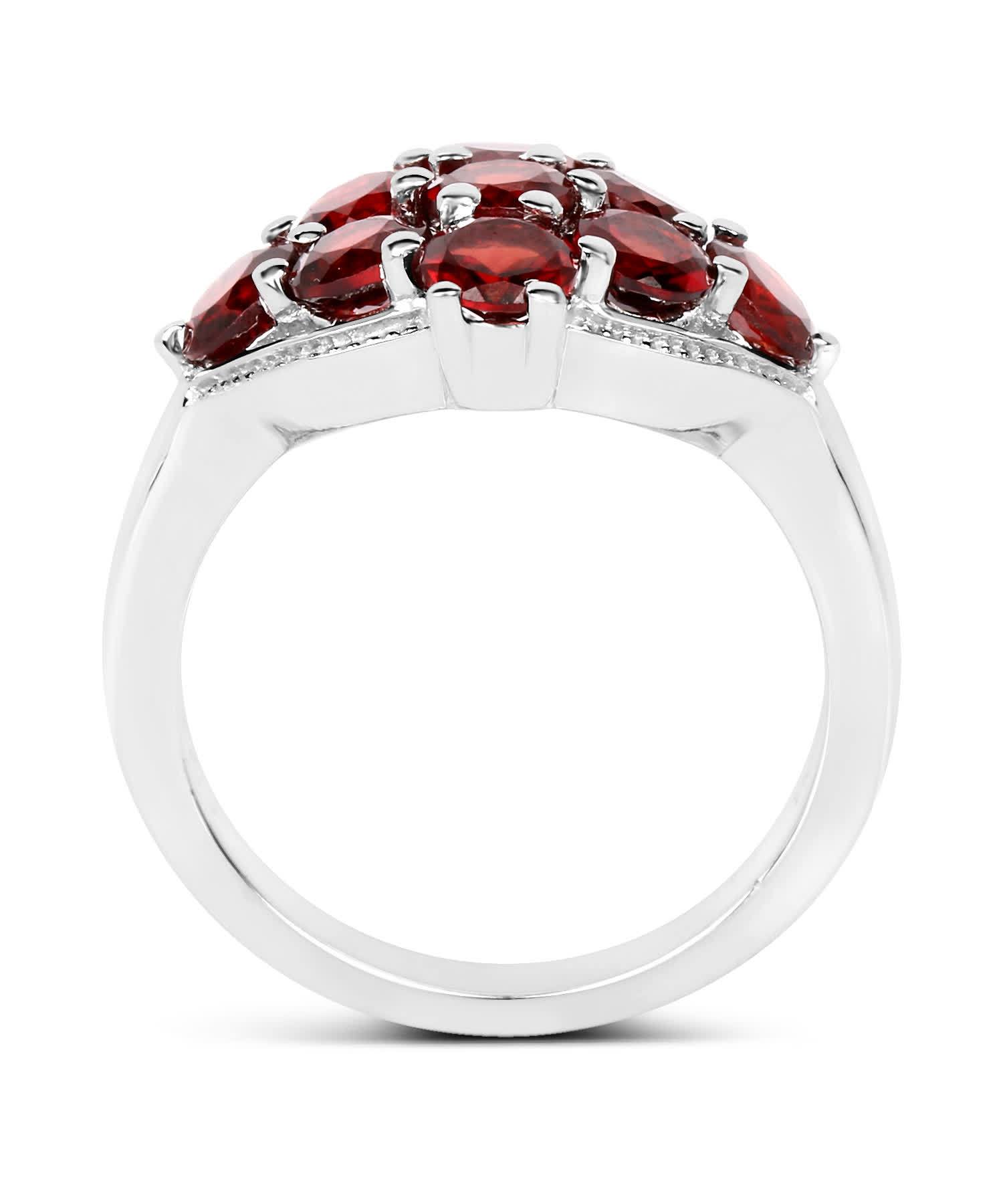 2.88ctw Natural Pomegranate Garnet Rhodium Plated 925 Sterling Silver Right Hand Ring View 2