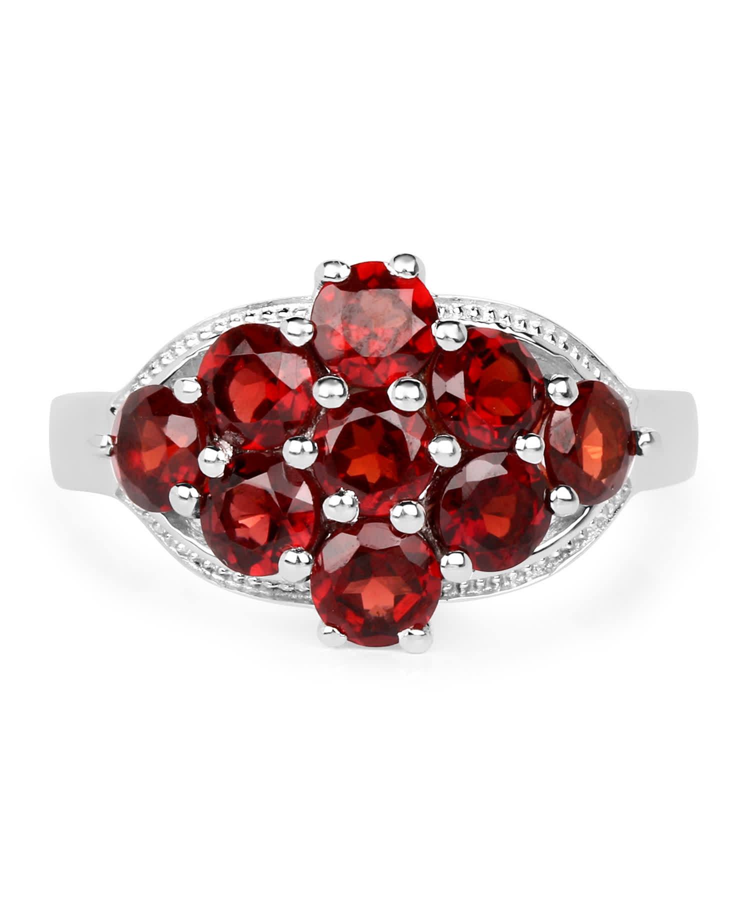 2.88ctw Natural Pomegranate Garnet Rhodium Plated 925 Sterling Silver Right Hand Ring View 3