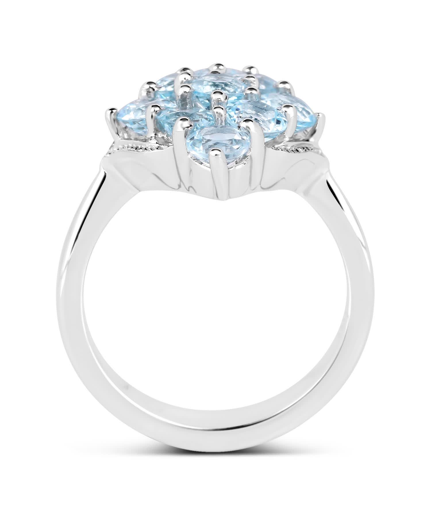 2.88ctw Natural Sky Blue Topaz Rhodium Plated 925 Sterling Silver Right Hand Ring View 2