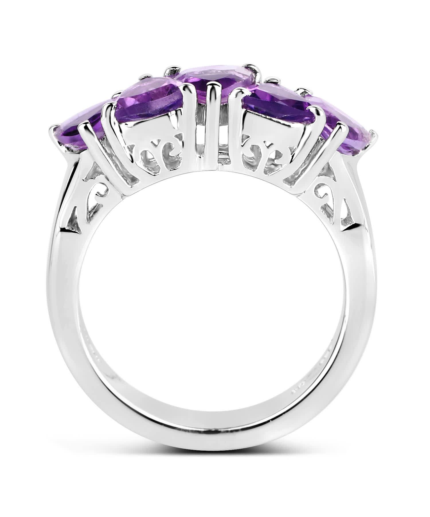 2.00ctw Natural Amethyst Rhodium Plated 925 Sterling Silver Ring View 2