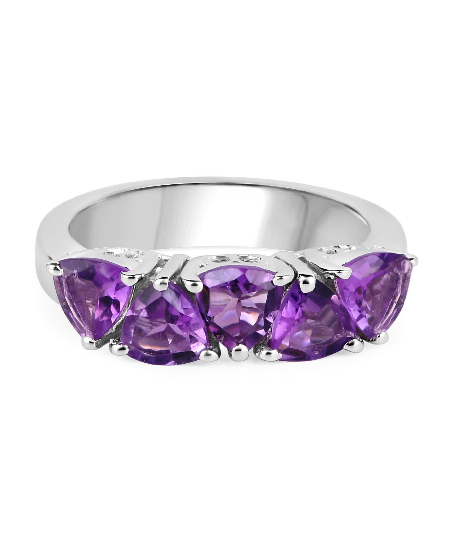 2.00ctw Natural Amethyst Rhodium Plated 925 Sterling Silver Ring View 3