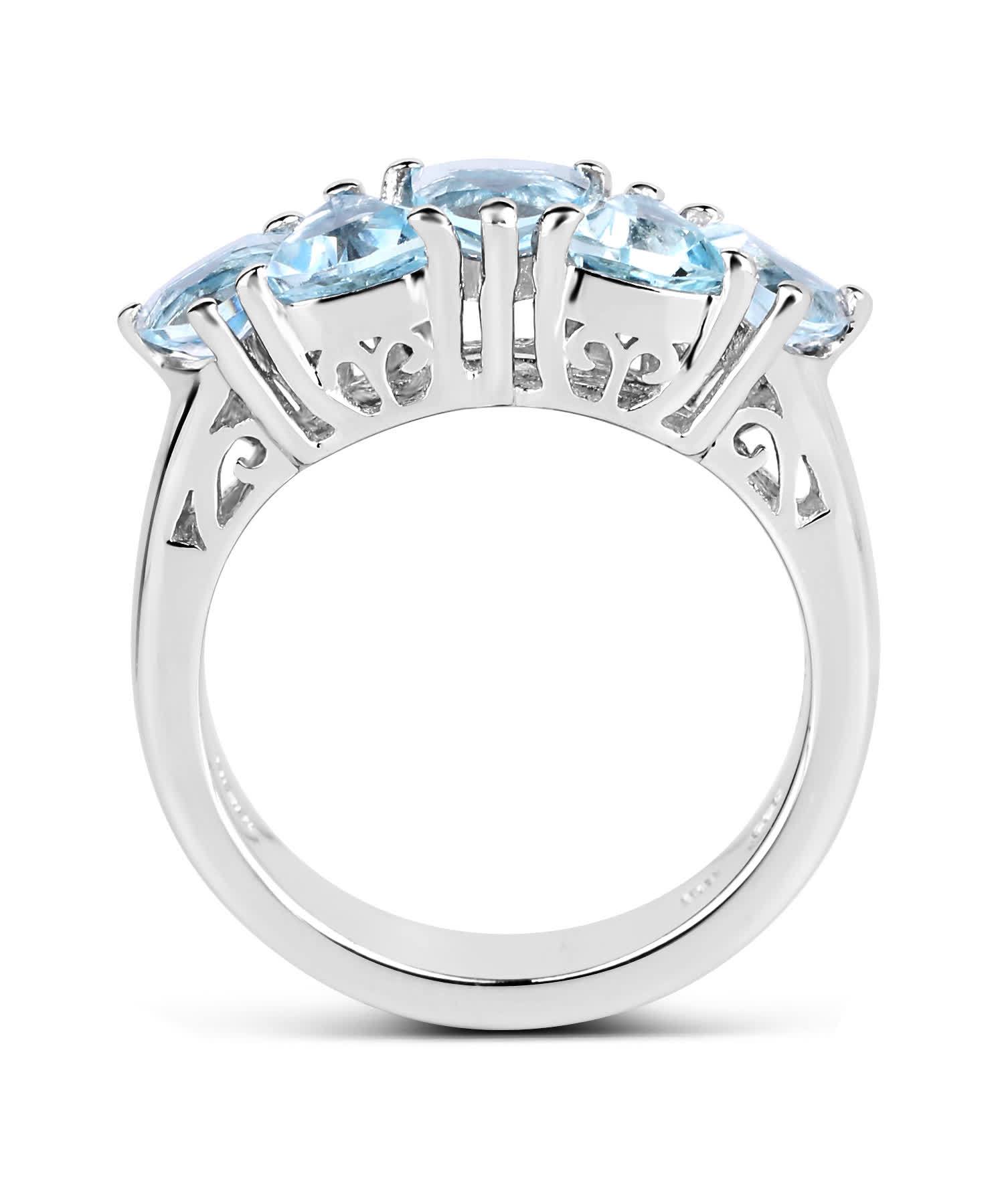 2.50ctw Natural Sky Blue Topaz Rhodium Plated 925 Sterling Silver Ring View 2