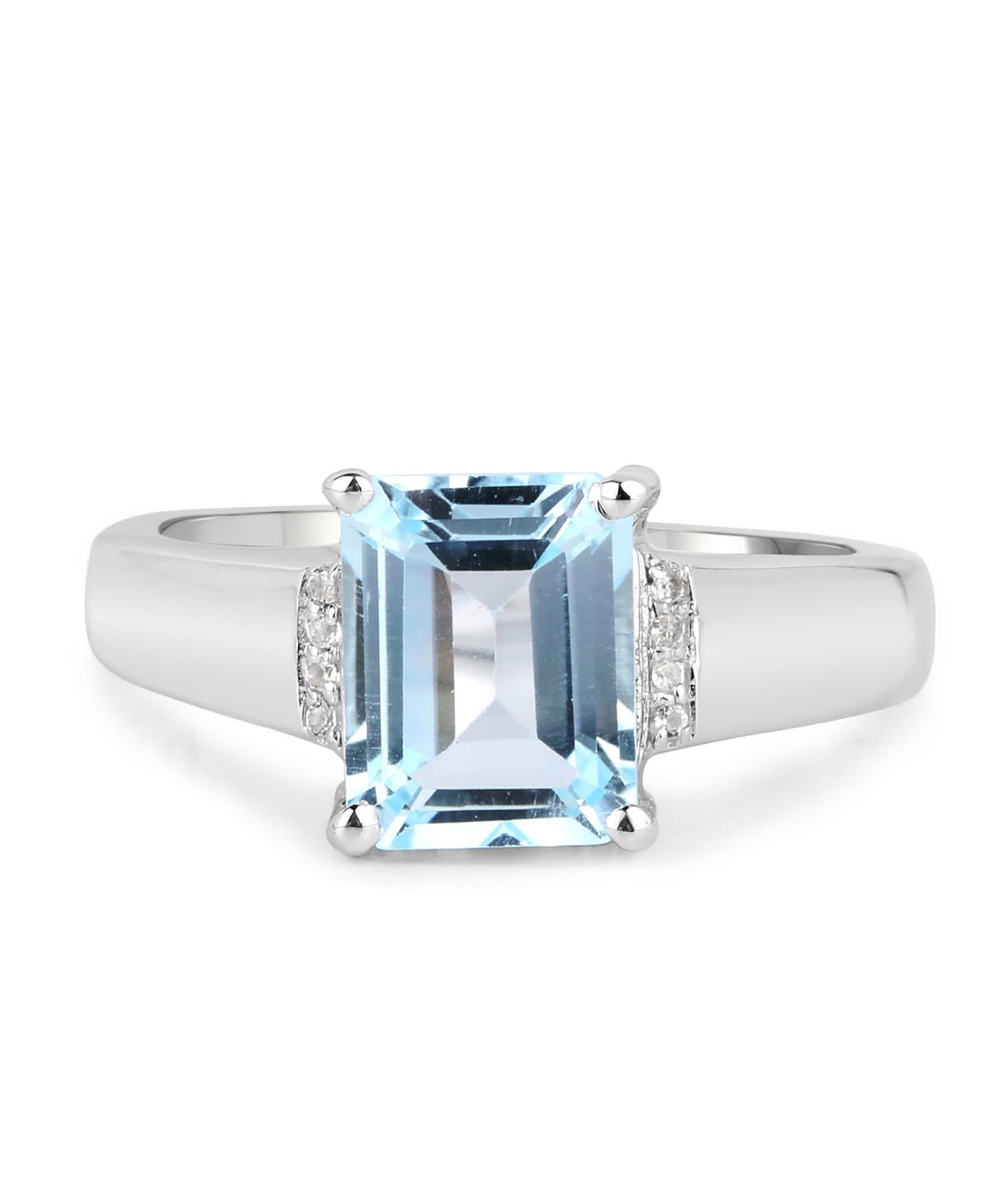 2.64ctw Natural Sky Blue Topaz Rhodium Plated 925 Sterling Silver Right Hand Ring View 3