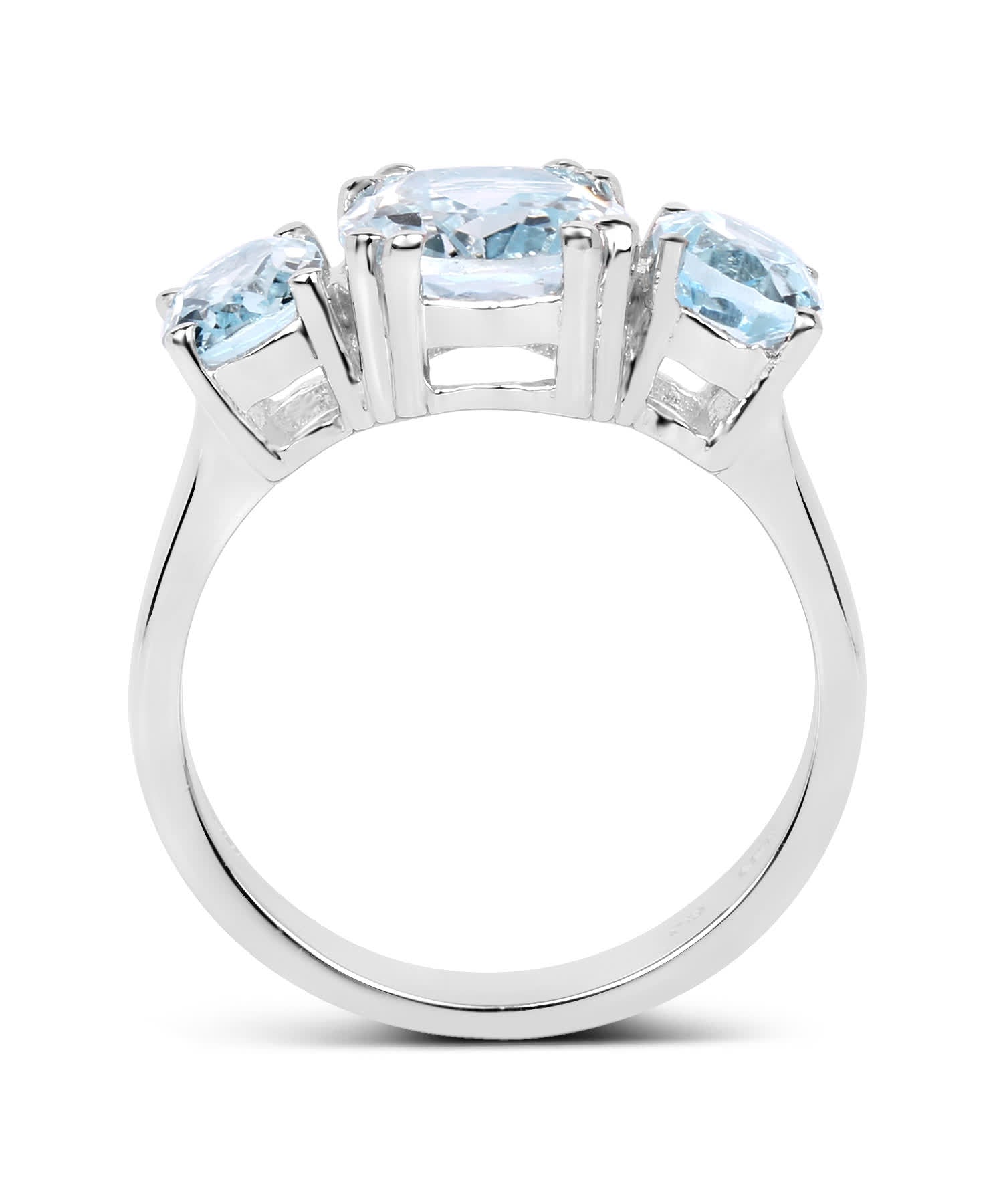 4.45 ctw Natural Sky Blue Topaz Rhodium Plated 925 Sterling Silver Three-Stone Right Hand Ring View 2