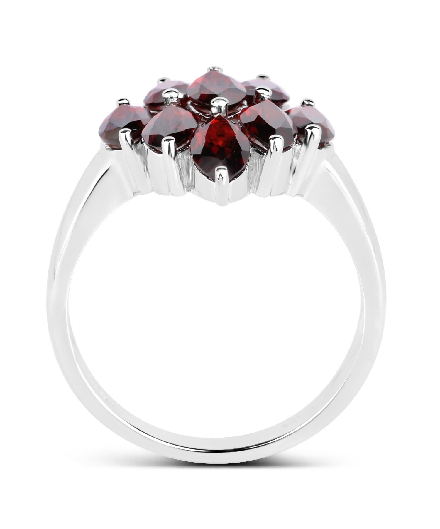 4.77 ctw Natural Garnet Rhodium Plated 925 Sterling Silver Marquise Right Hand Ring View 2