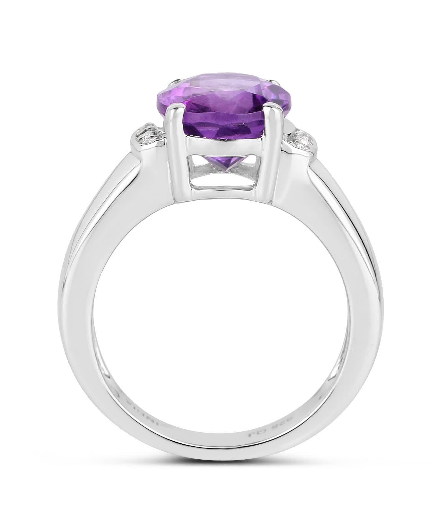 3.32ctw Natural Amethyst and Topaz Rhodium Plated 925 Sterling Silver Right Hand Ring View 2