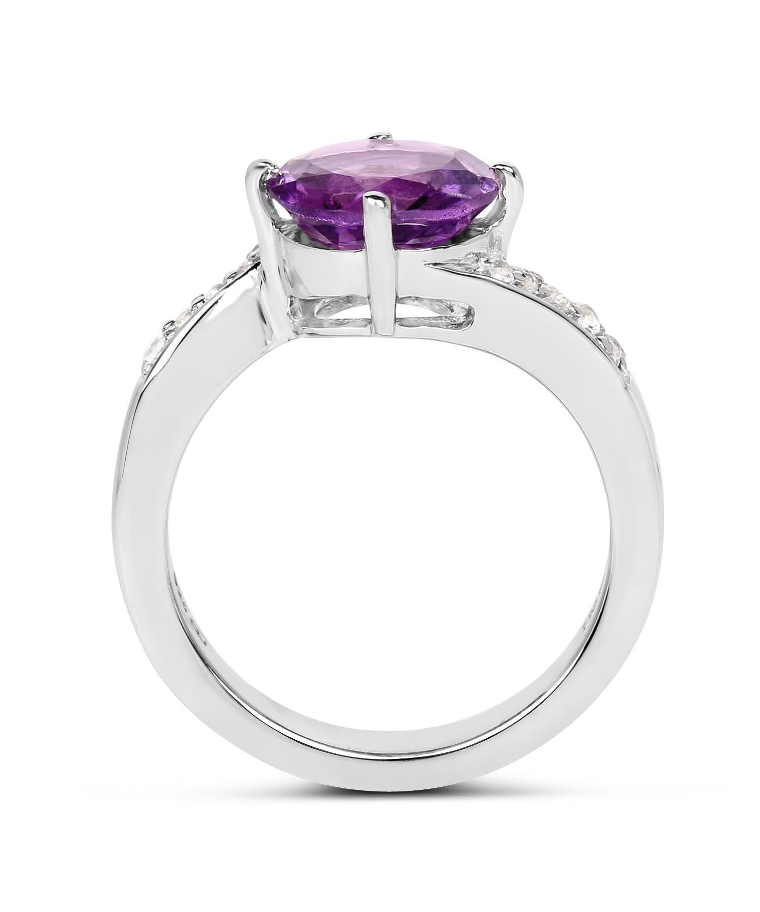 2.55ctw Natural Amethyst and Topaz Rhodium Plated 925 Sterling Silver Ring View 2