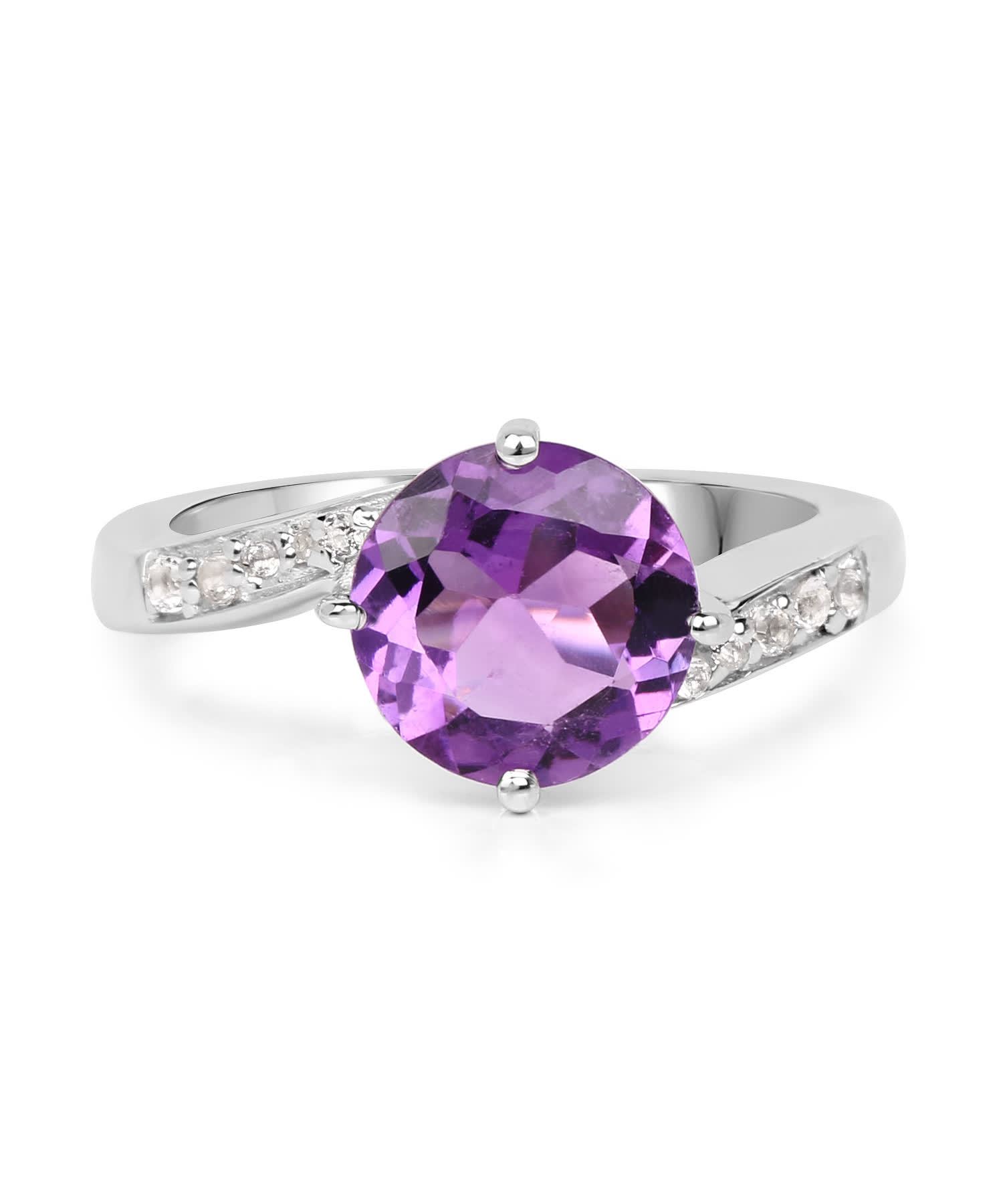 2.55ctw Natural Amethyst and Topaz Rhodium Plated 925 Sterling Silver Ring View 3