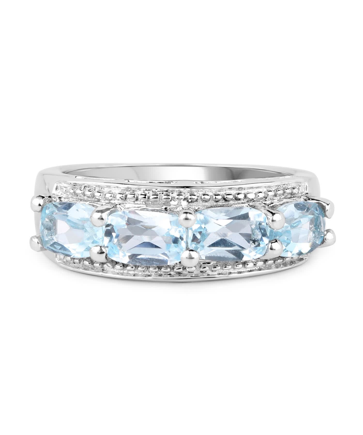 2.40ctw Natural Sky Blue Topaz Rhodium Plated 925 Sterling Silver Band View 3