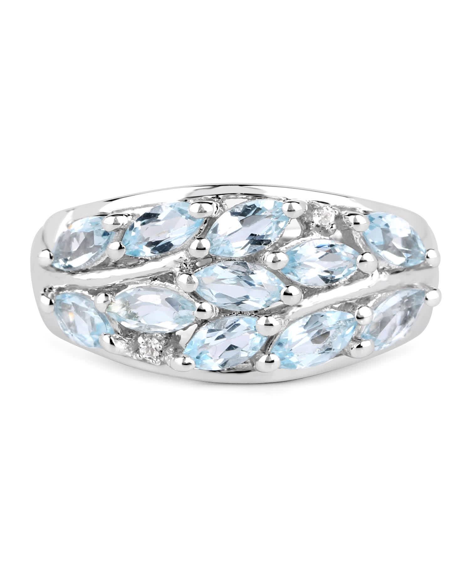 2.20ctw Natural Sky Blue Topaz Rhodium Plated 925 Sterling Silver Leaf Right Hand Ring View 3