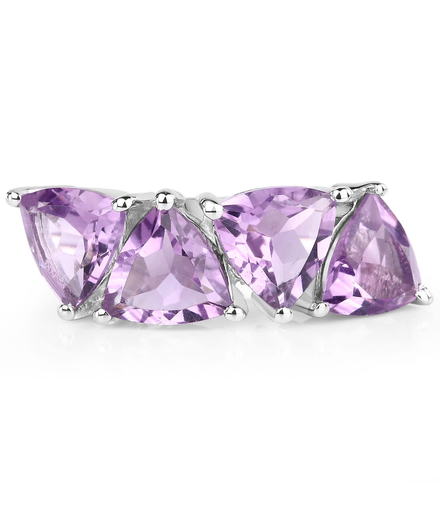 3.60ctw Natural Amethyst Rhodium Plated 925 Sterling Silver Fashion Right Hand Ring View 3