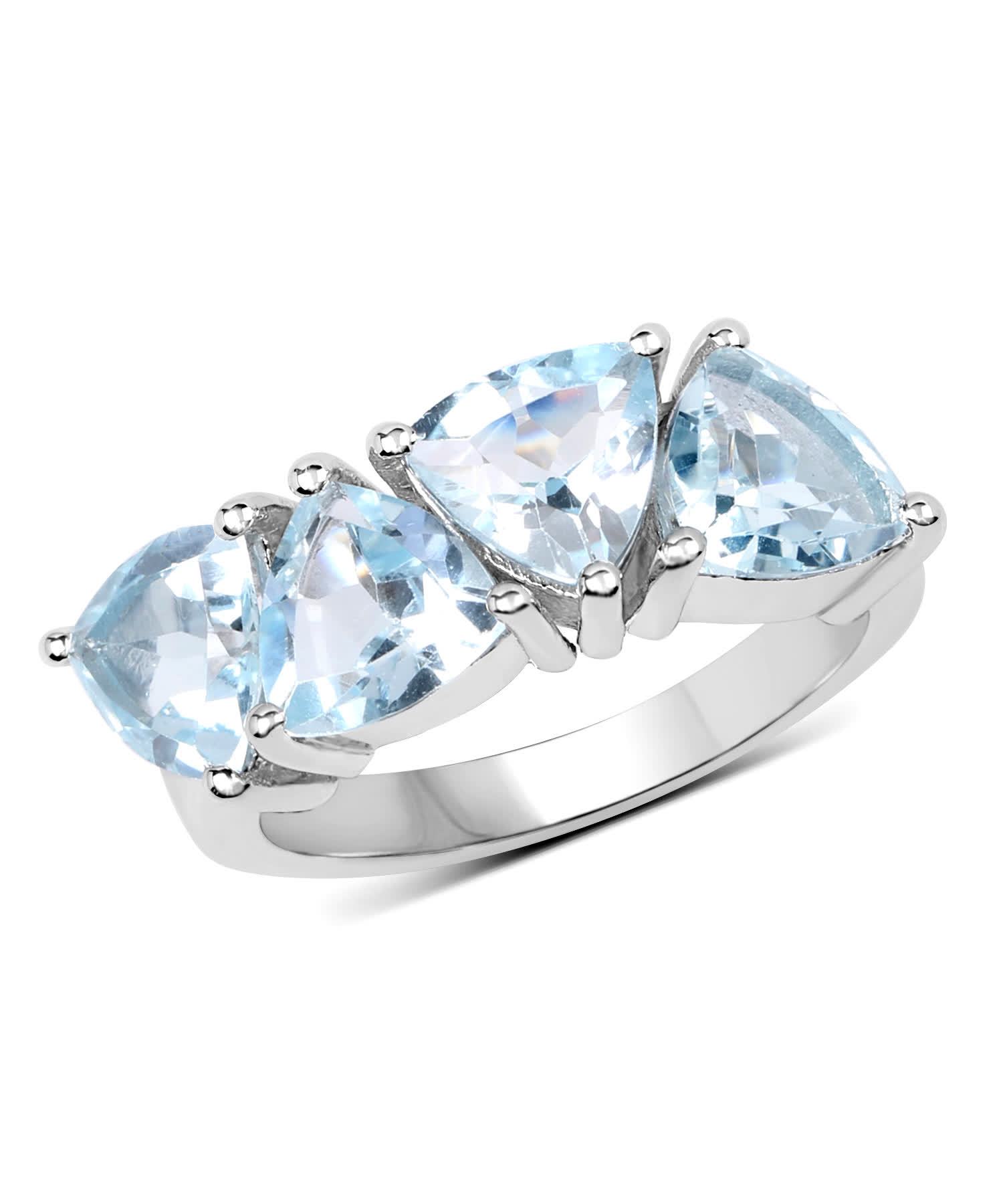 5.00ctw Natural Sky Blue Topaz Rhodium Plated 925 Sterling Silver Right Hand Ring View 1