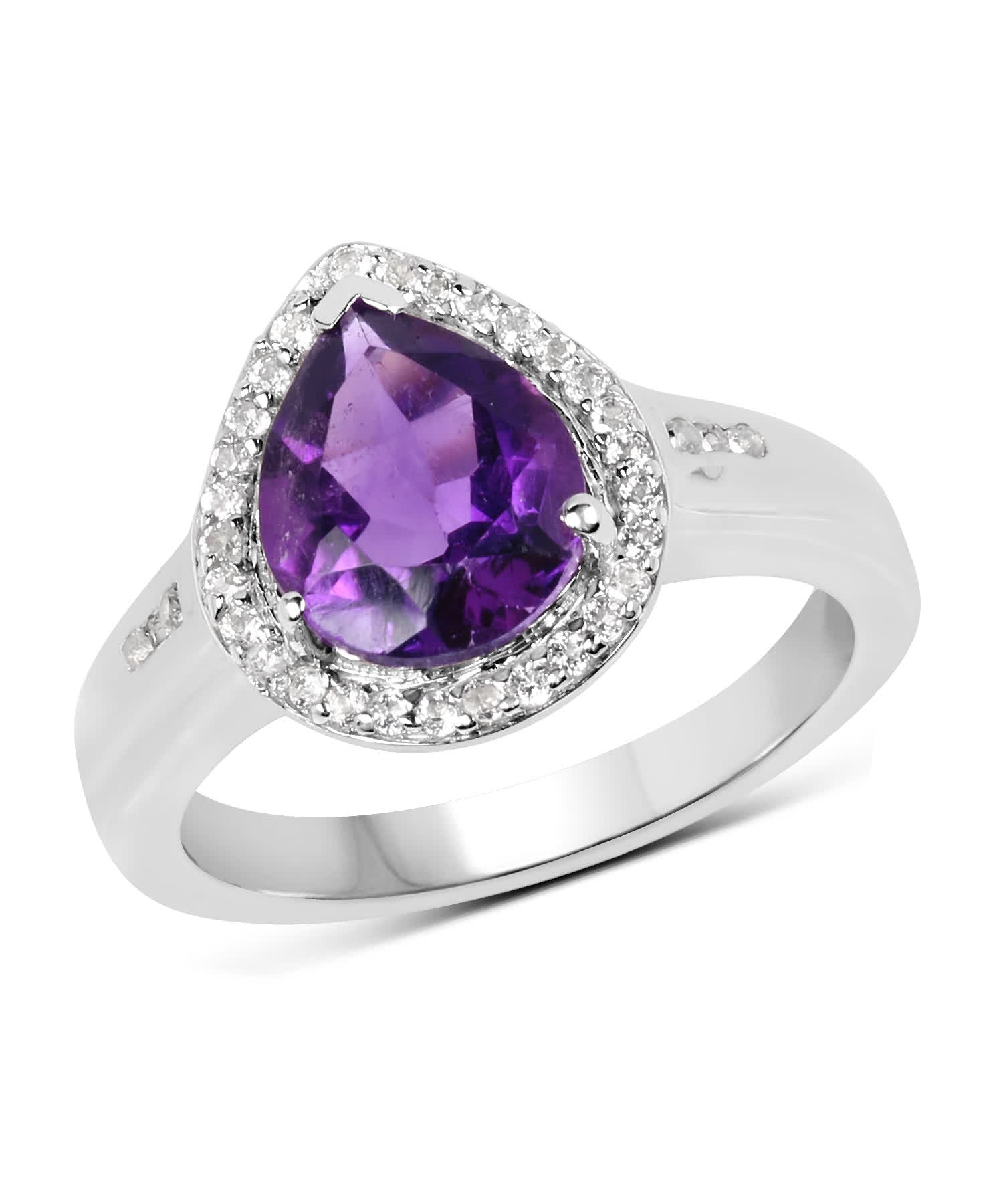 1.77 ctw Natural Amethyst and Topaz Rhodium Plated 925 Sterling Silver Right Hand Ring View 1