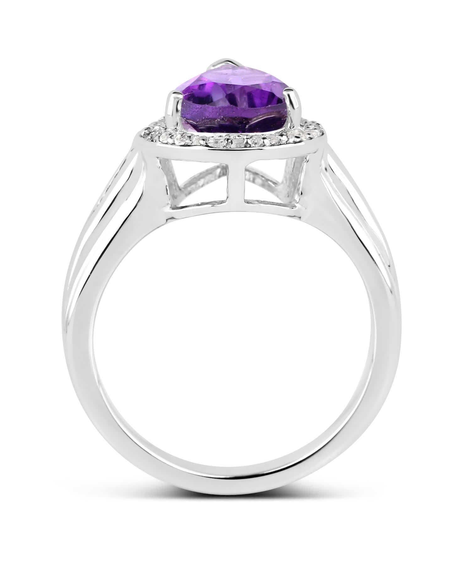 1.77 ctw Natural Amethyst and Topaz Rhodium Plated 925 Sterling Silver Right Hand Ring View 2