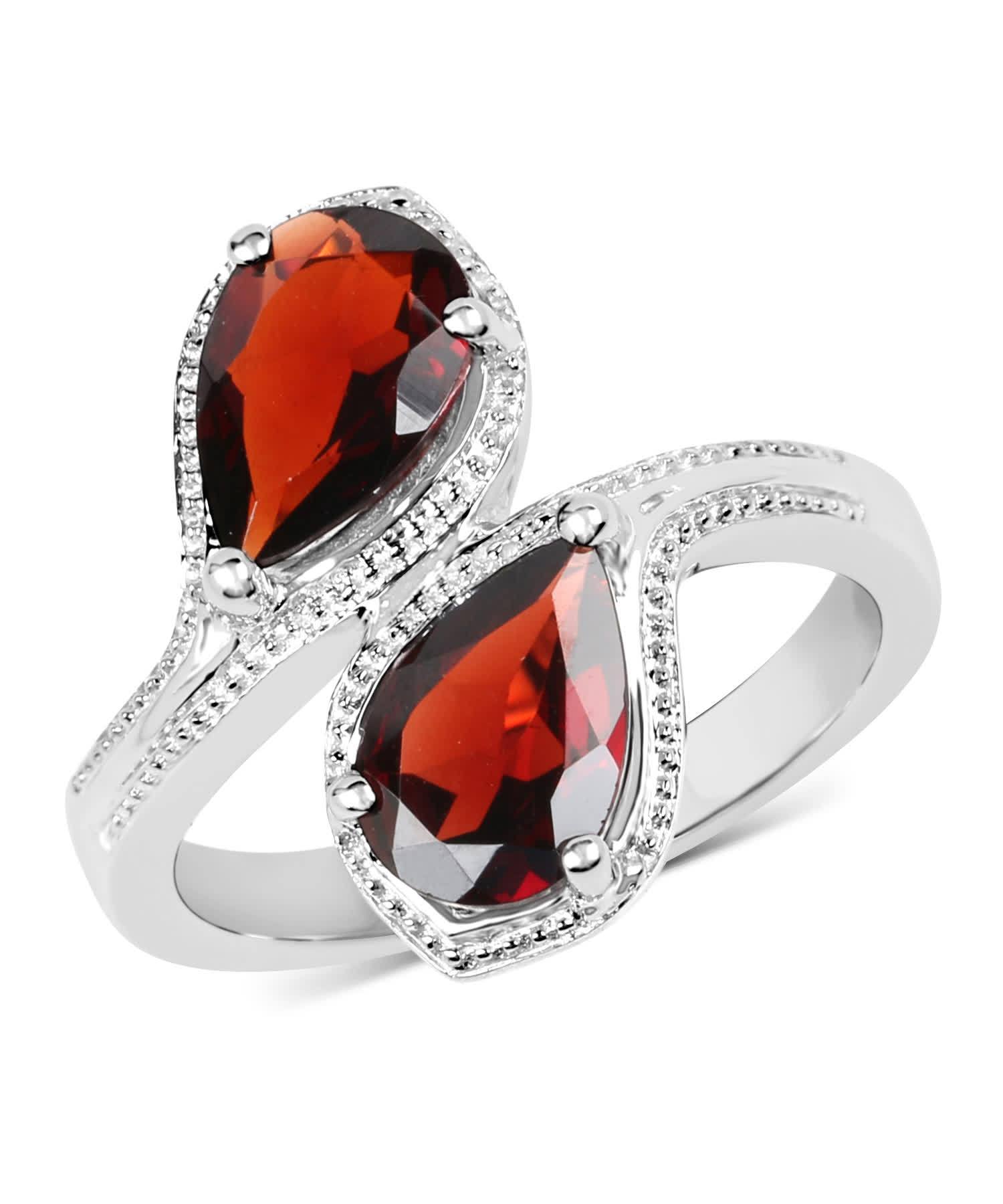 2.60ctw Natural Garnet Rhodium Plated 925 Sterling Silver Two-Stone Ring View 1