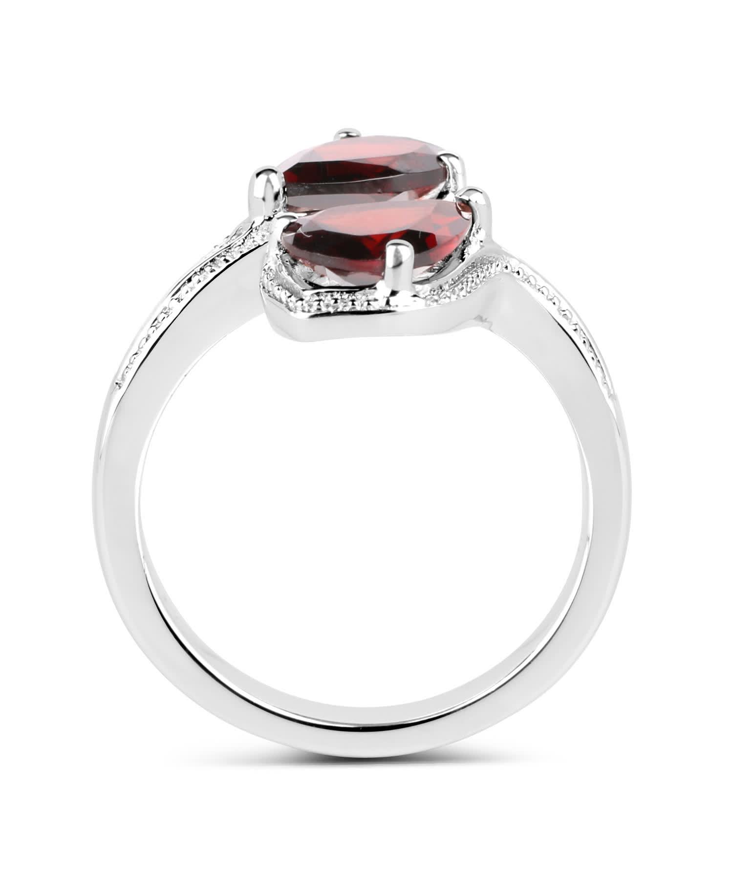 2.60ctw Natural Garnet Rhodium Plated 925 Sterling Silver Two-Stone Ring View 2