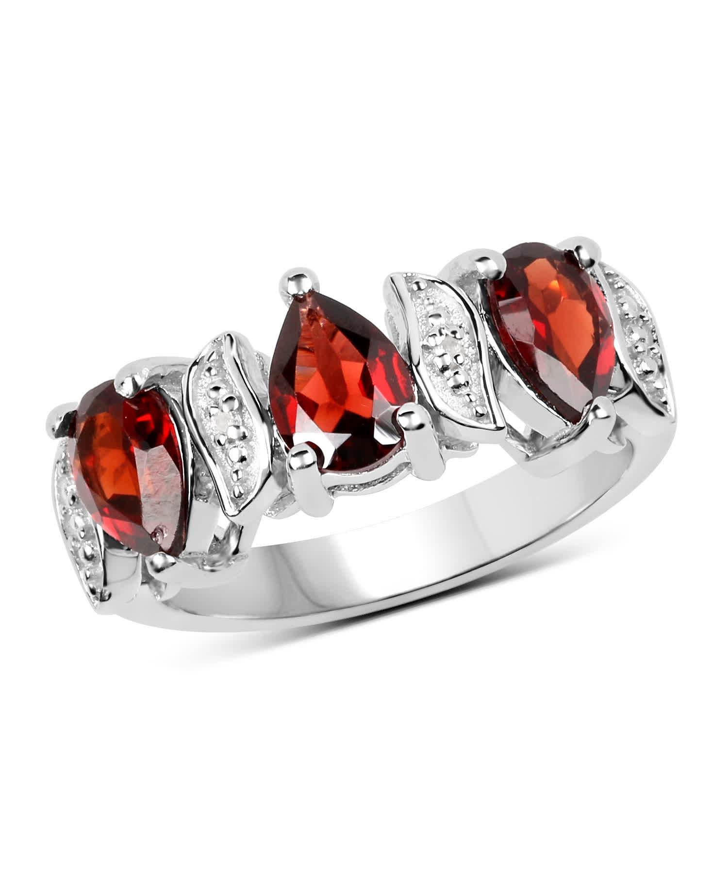 2.56ctw Natural Garnet and Topaz Rhodium Plated 925 Sterling Silver Right Hand Ring View 1