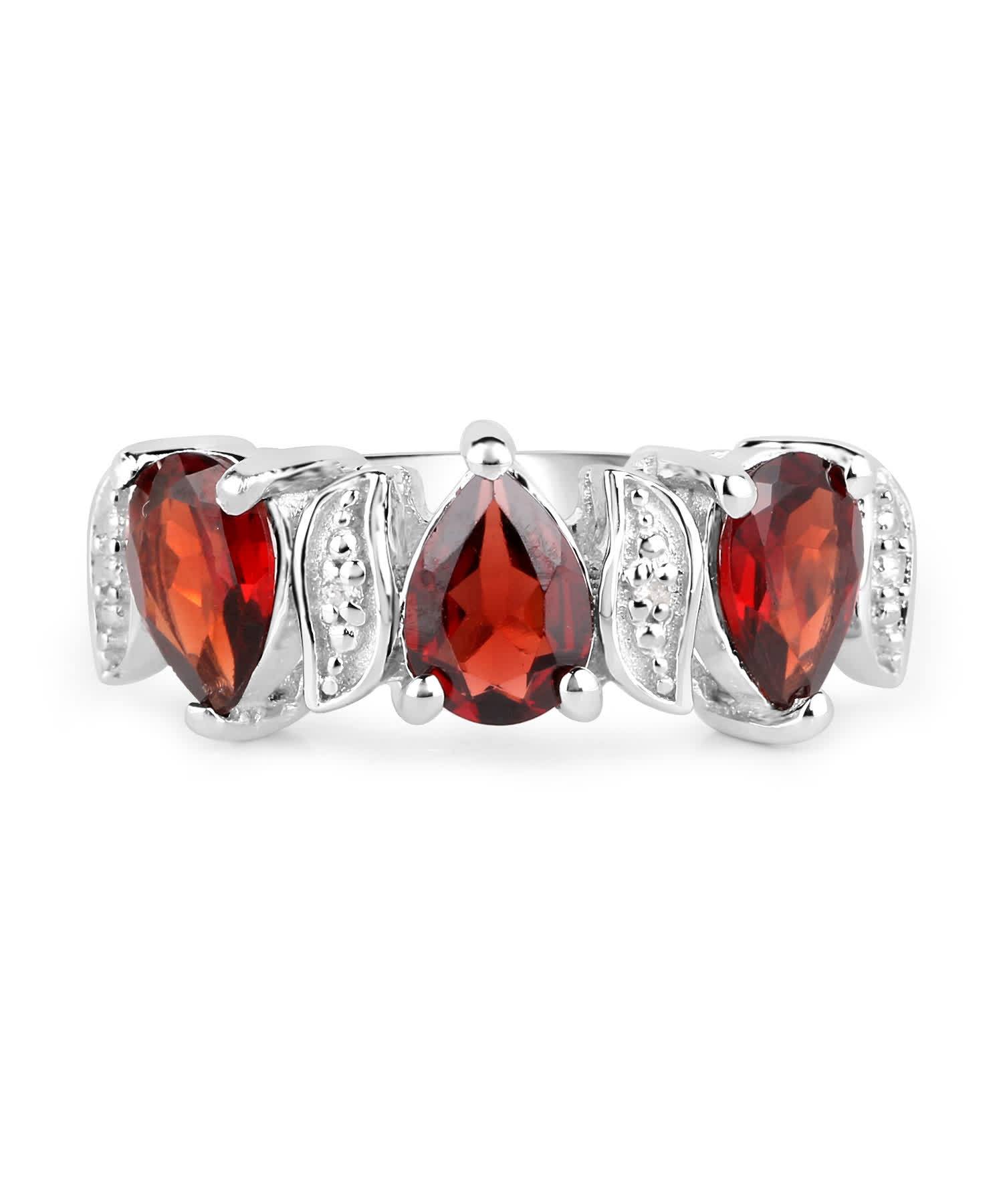 2.56ctw Natural Garnet and Topaz Rhodium Plated 925 Sterling Silver Right Hand Ring View 3
