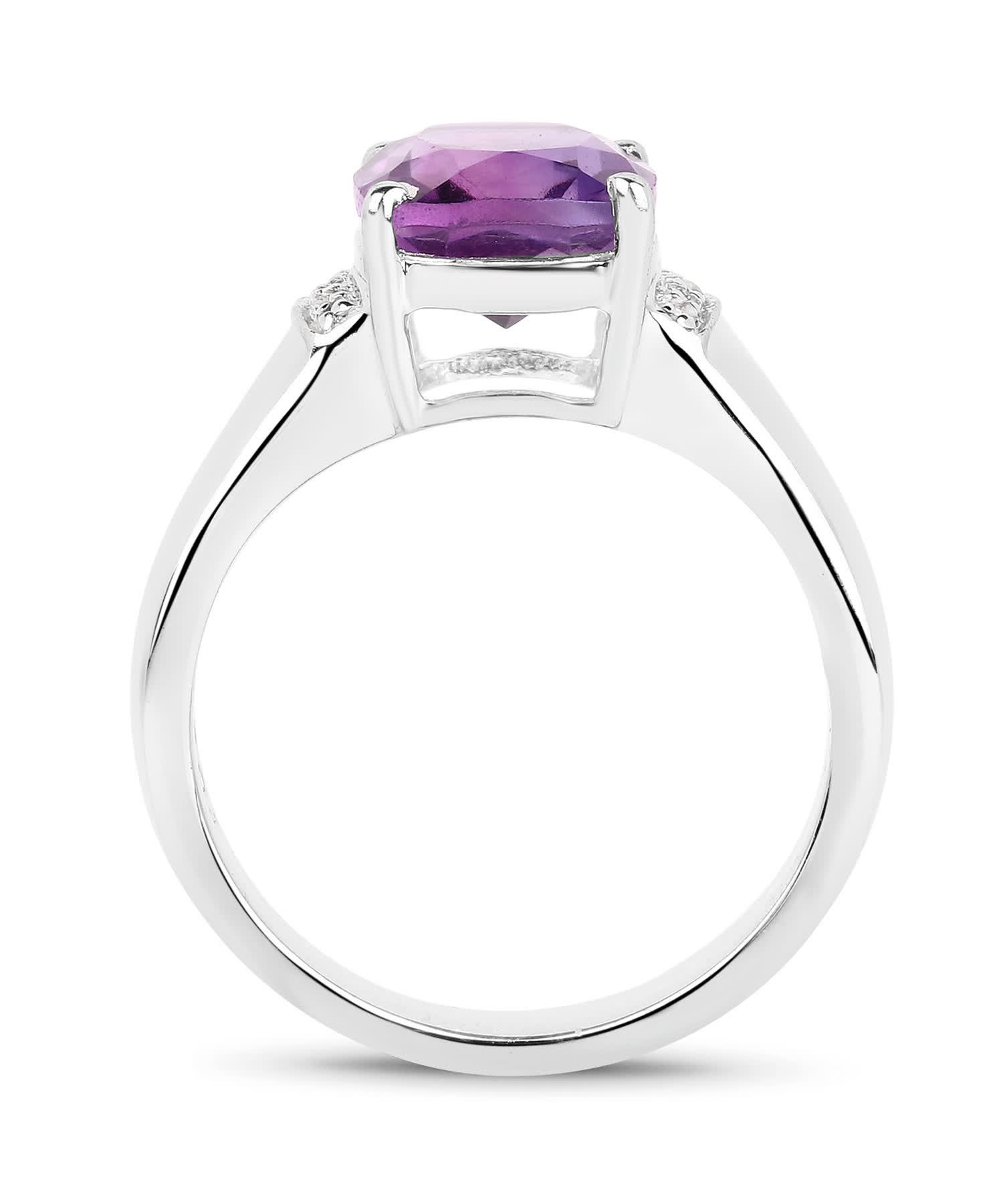 2.65ctw Natural Amethyst and Topaz Rhodium Plated 925 Sterling Silver Right Hand Ring View 2