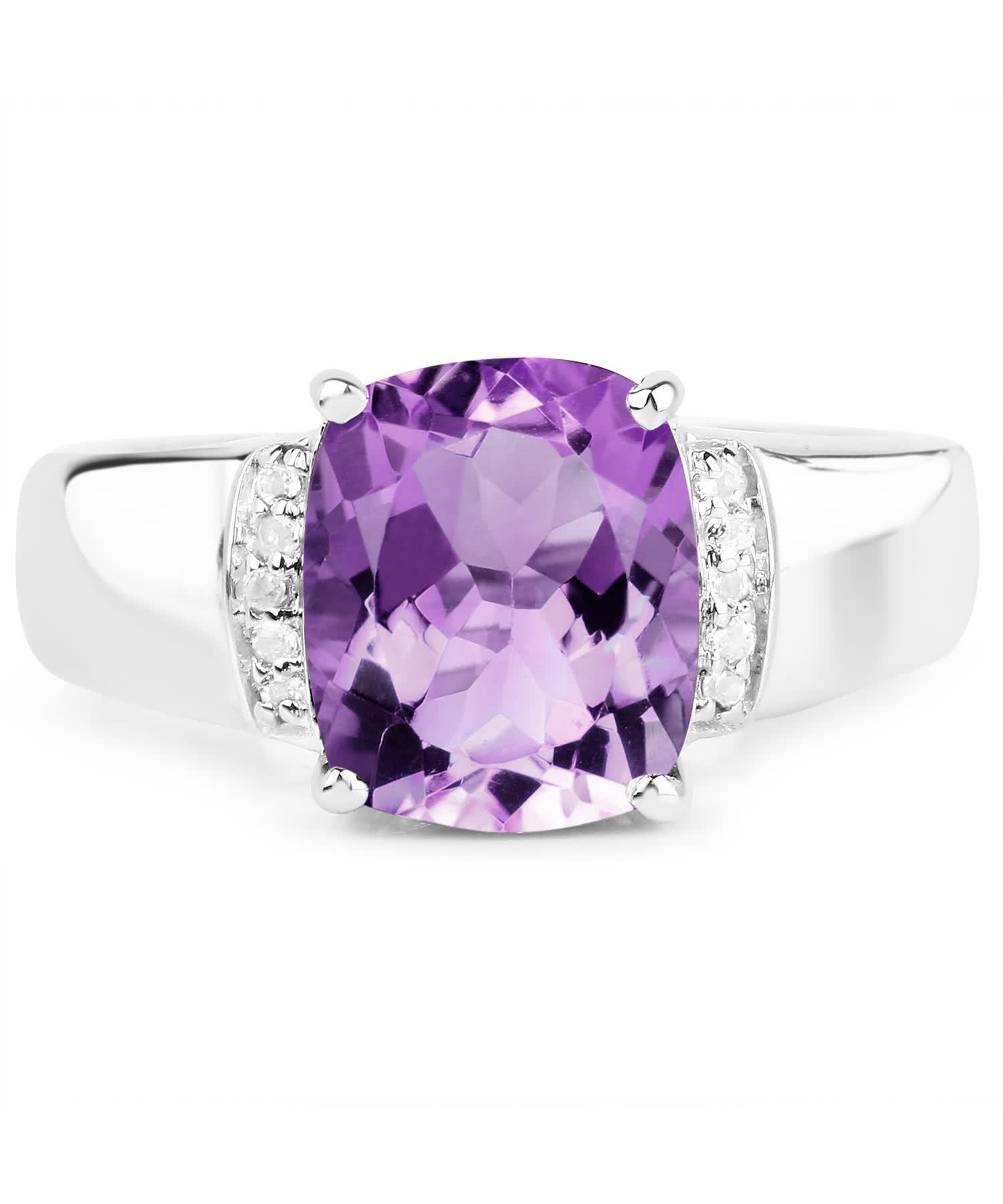 2.65ctw Natural Amethyst and Topaz Rhodium Plated 925 Sterling Silver Right Hand Ring View 3